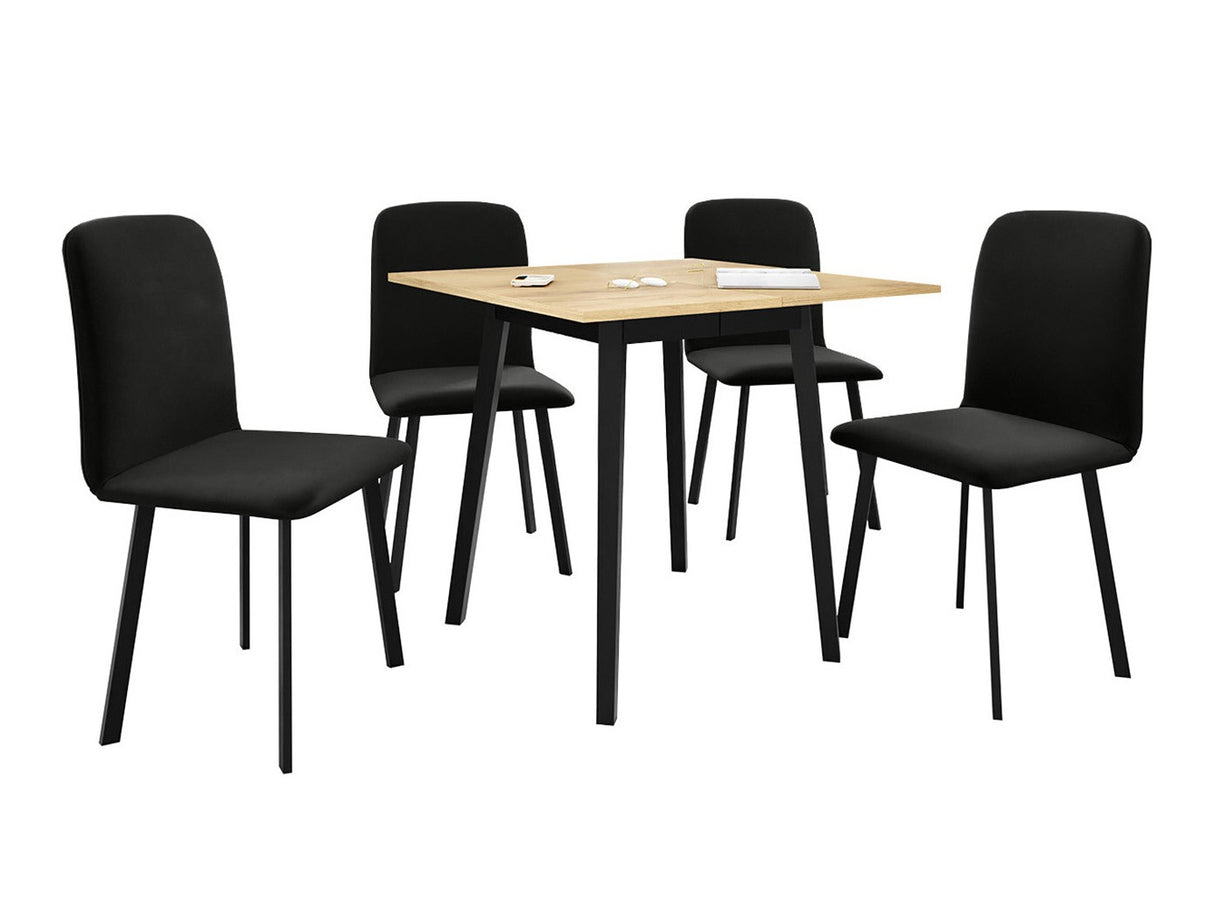 Étkezőgarnitúra Zestaw ARIEL S + 4 x LUKE, Fa színe: Kézműves aranytölgy + Fekete, Kárpit: Amor Velvet 4322