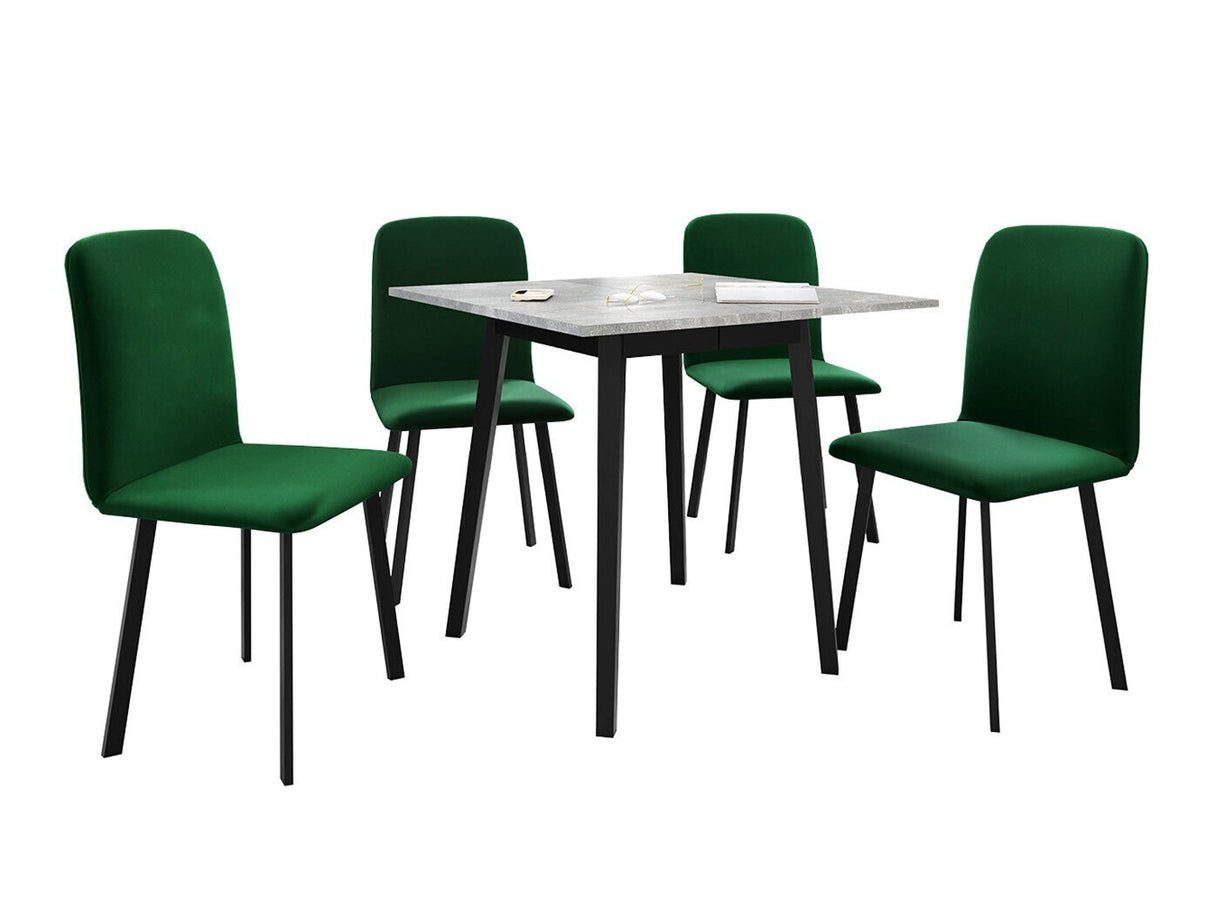 Étkezőgarnitúra Zestaw ARIEL S + 4 x LUKE, Fa színe: Szürke márvány + Fekete, Kárpit: Amor Velvet 4311