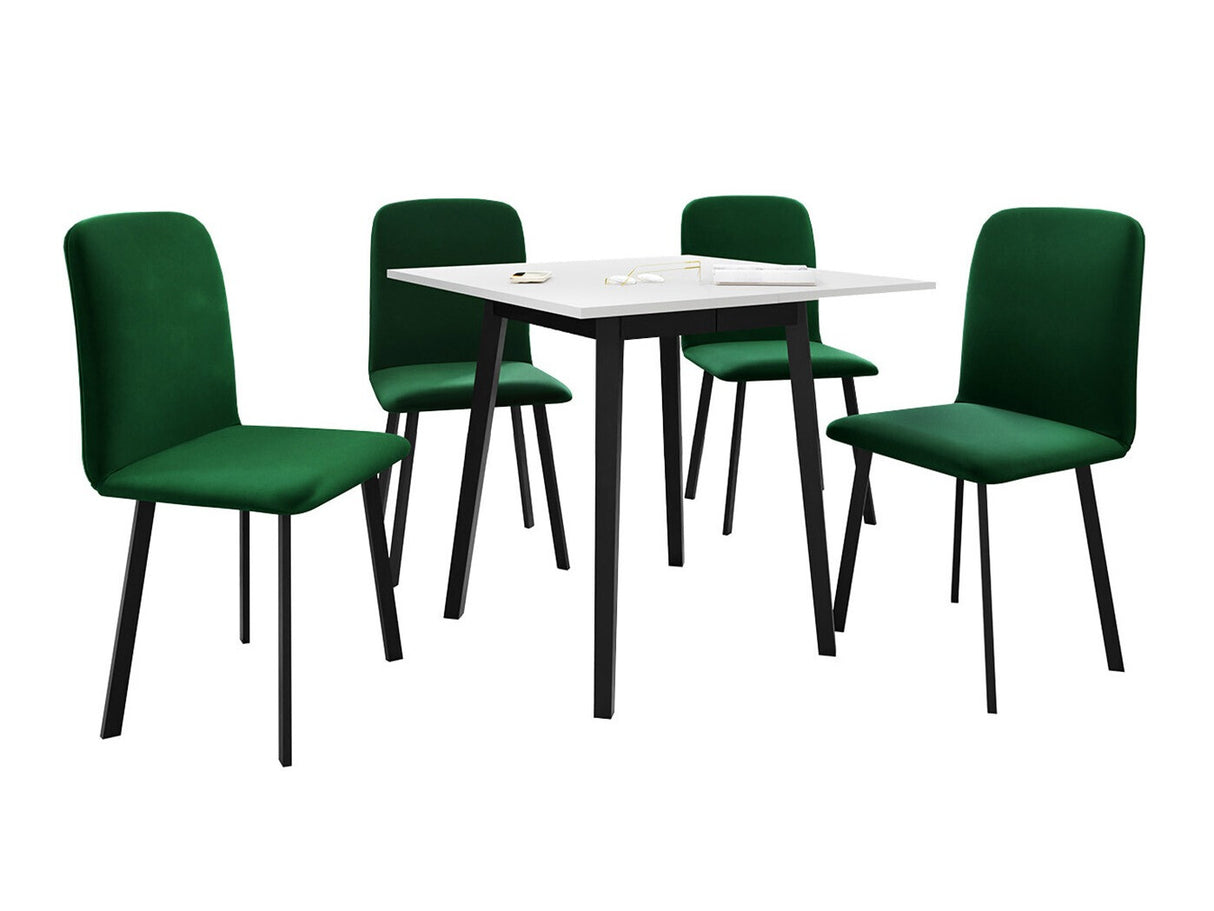 Étkezőgarnitúra Zestaw ARIEL S + 4 x LUKE, Fa színe: Fehér + Fekete, Kárpit: Amor Velvet 4311