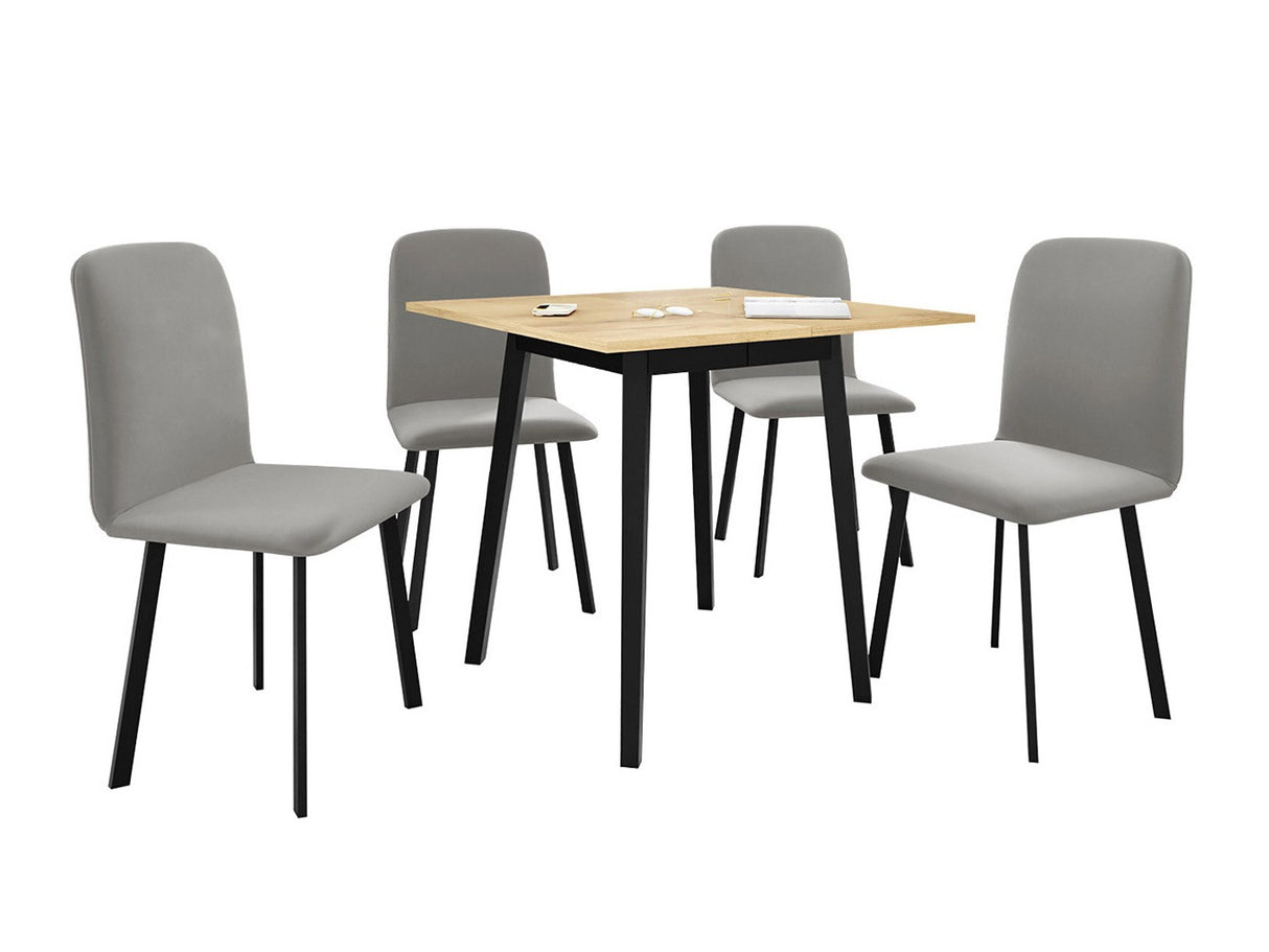 Étkezőgarnitúra Zestaw ARIEL S + 4 x LUKE, Fa színe: Kézműves aranytölgy + Fekete, Kárpit: Amor Velvet 4318