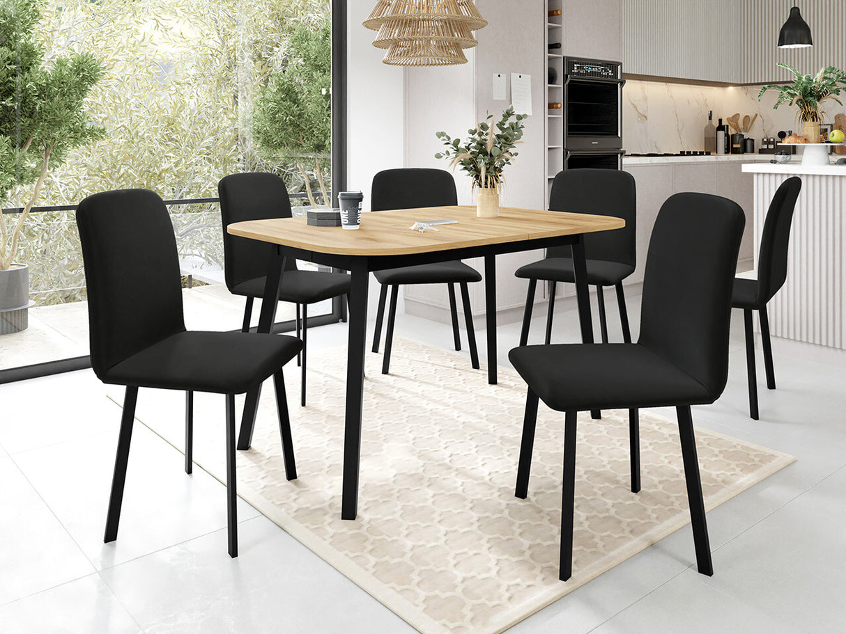 Étkezőgarnitúra Zestaw DEIMOS S + 6 x LUKE, Fa színe: Kézműves aranytölgy + Fekete, Kárpit: Amor Velvet 4322