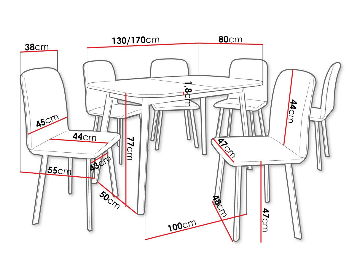 Étkezőgarnitúra Zestaw DEIMOS S + 6 x LUKE, Fa színe: Kézműves aranytölgy + Fekete, Kárpit: Amor Velvet 4302