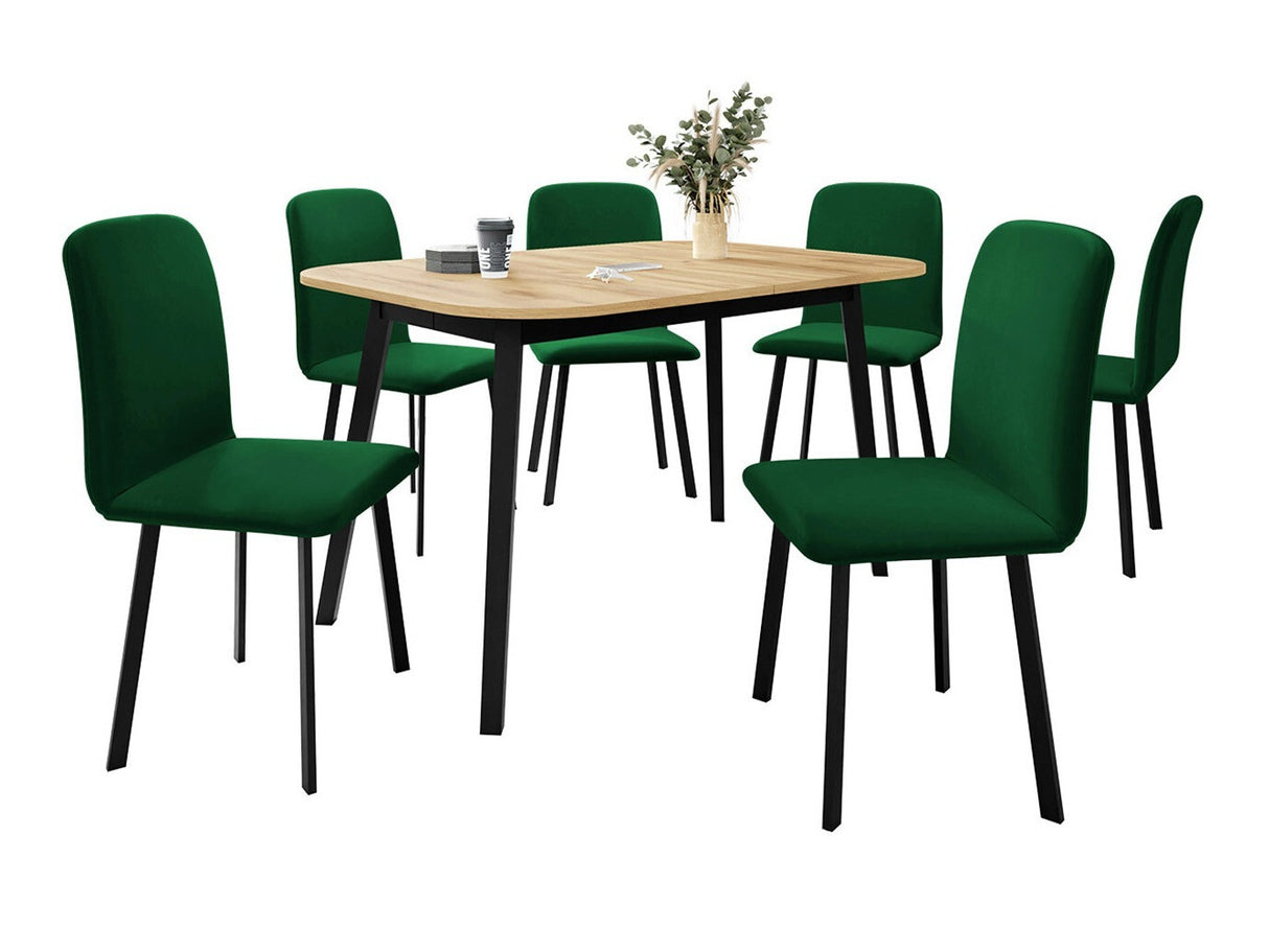 Étkezőgarnitúra Zestaw DEIMOS S + 6 x LUKE, Fa színe: Kézműves aranytölgy + Fekete, Kárpit: Amor Velvet 4311