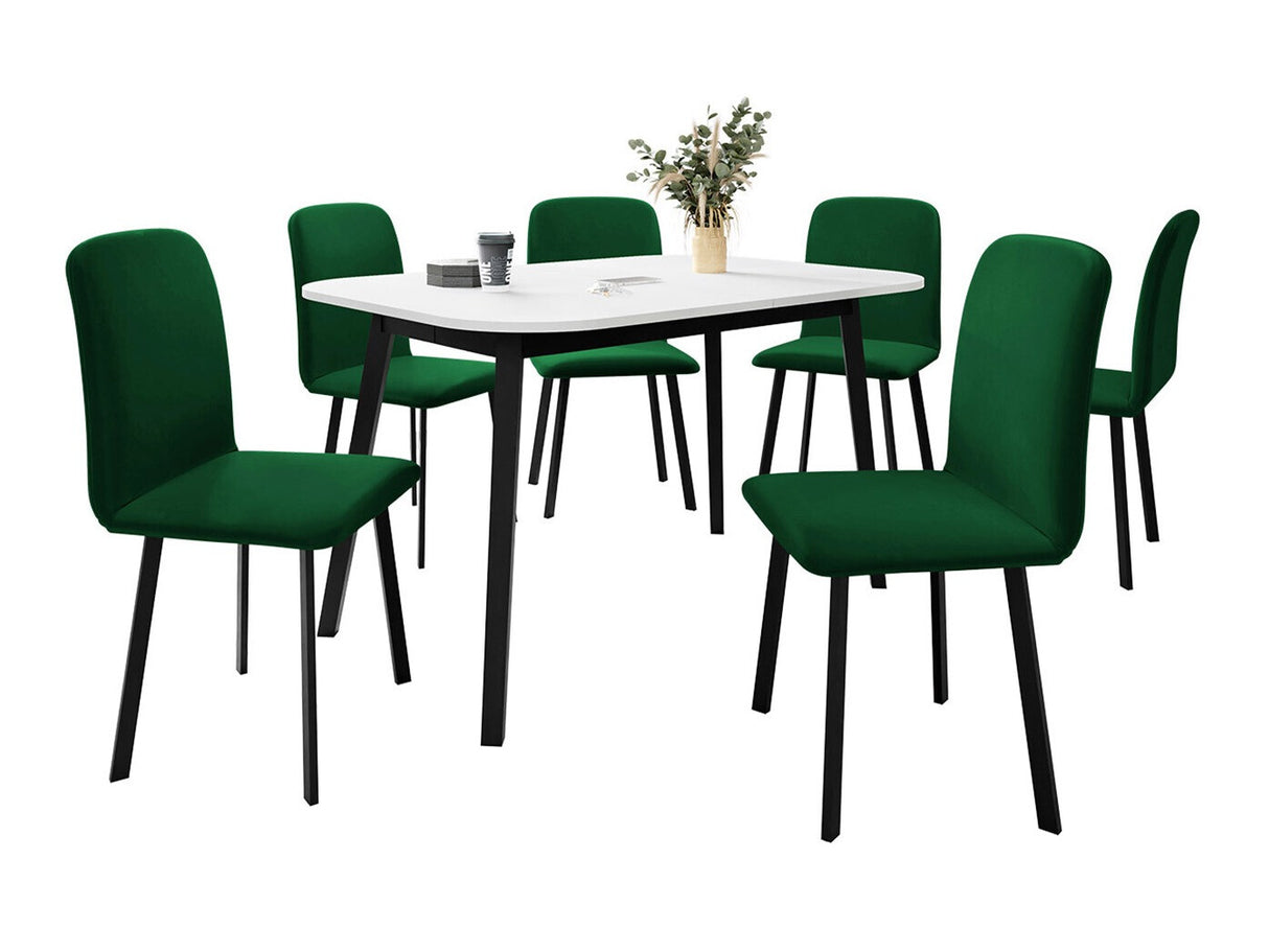 Étkezőgarnitúra Zestaw DEIMOS S + 6 x LUKE, Fa színe: Fehér + Fekete, Kárpit: Amor Velvet 4311