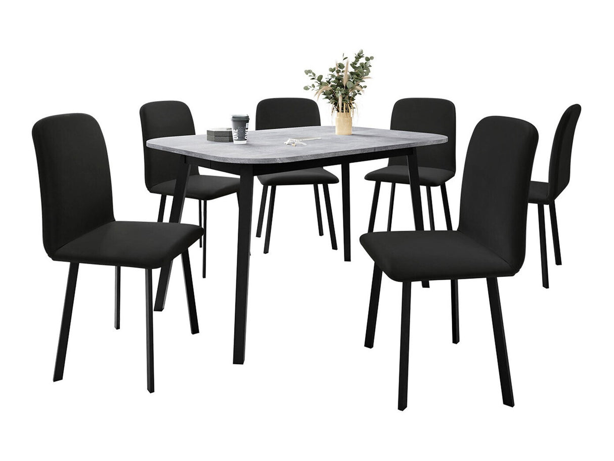 Étkezőgarnitúra Zestaw DEIMOS S + 6 x LUKE, Fa színe: Szürke márvány + Fekete, Kárpit: Amor Velvet 4322
