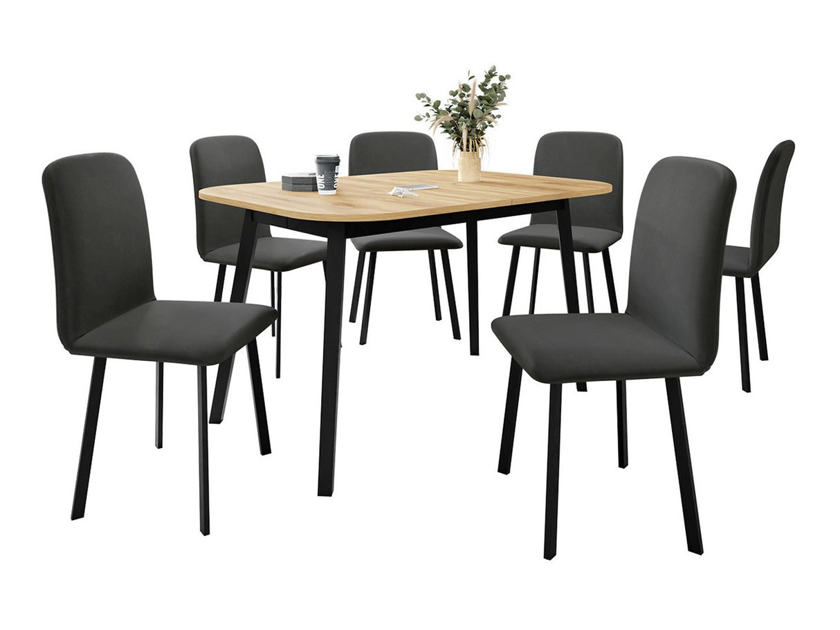 Étkezőgarnitúra Zestaw DEIMOS S + 6 x LUKE, Fa színe: Kézműves aranytölgy + Fekete, Kárpit: Amor Velvet 4321