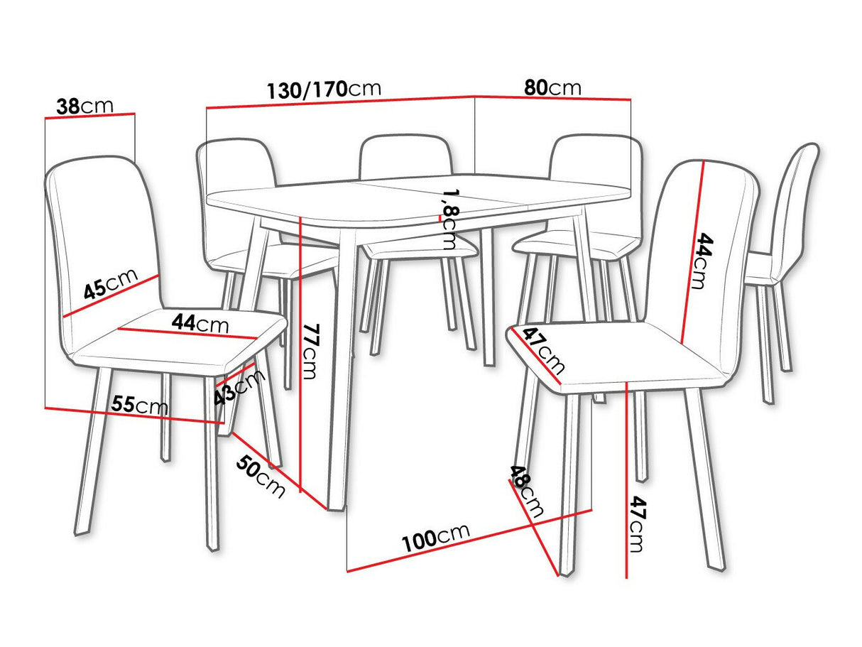 Étkezőgarnitúra Zestaw DEIMOS S + 6 x LUKE, Fa színe: Kézműves aranytölgy + Fekete, Kárpit: Amor Velvet 4322