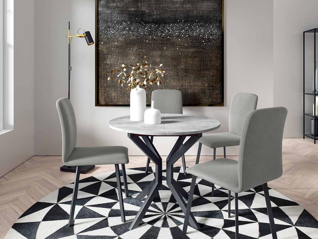 Étkezőgarnitúra Zestaw DIONE M + 4 x LUKE, Fa színe: Szürke márvány + Fekete, Kárpit: Amor Velvet 4318