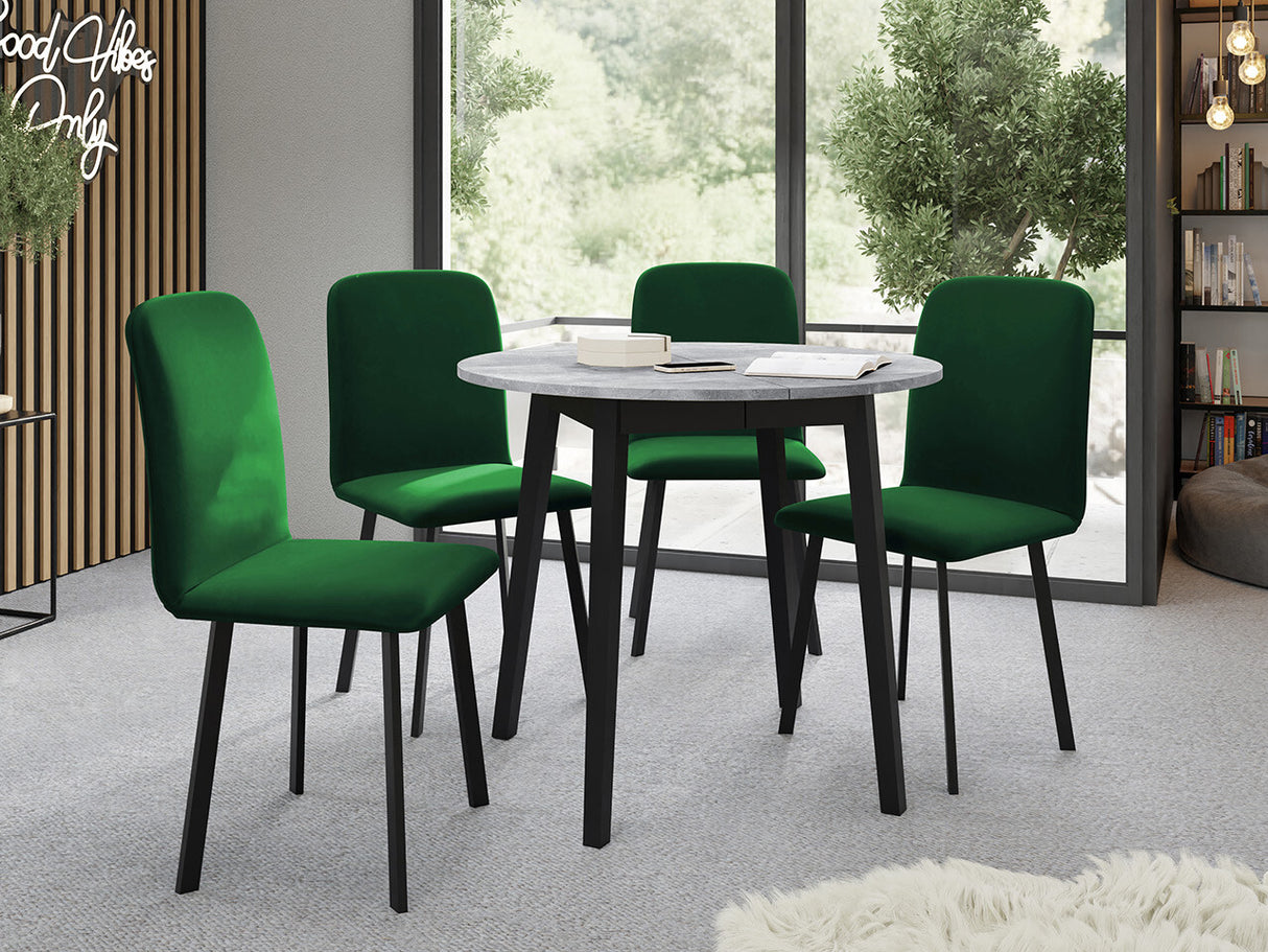 Étkezőgarnitúra Zestaw DIONE S + 4 x LUKE, Fa színe: Szürke márvány + Fekete, Kárpit: Amor Velvet 4311