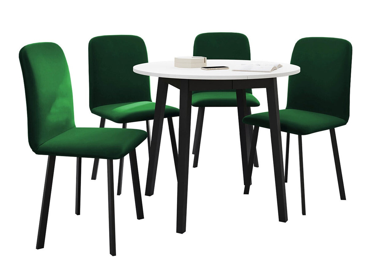 Étkezőgarnitúra Zestaw DIONE S + 4 x LUKE, Fa színe: Fehér + Fekete, Kárpit: Amor Velvet 4311