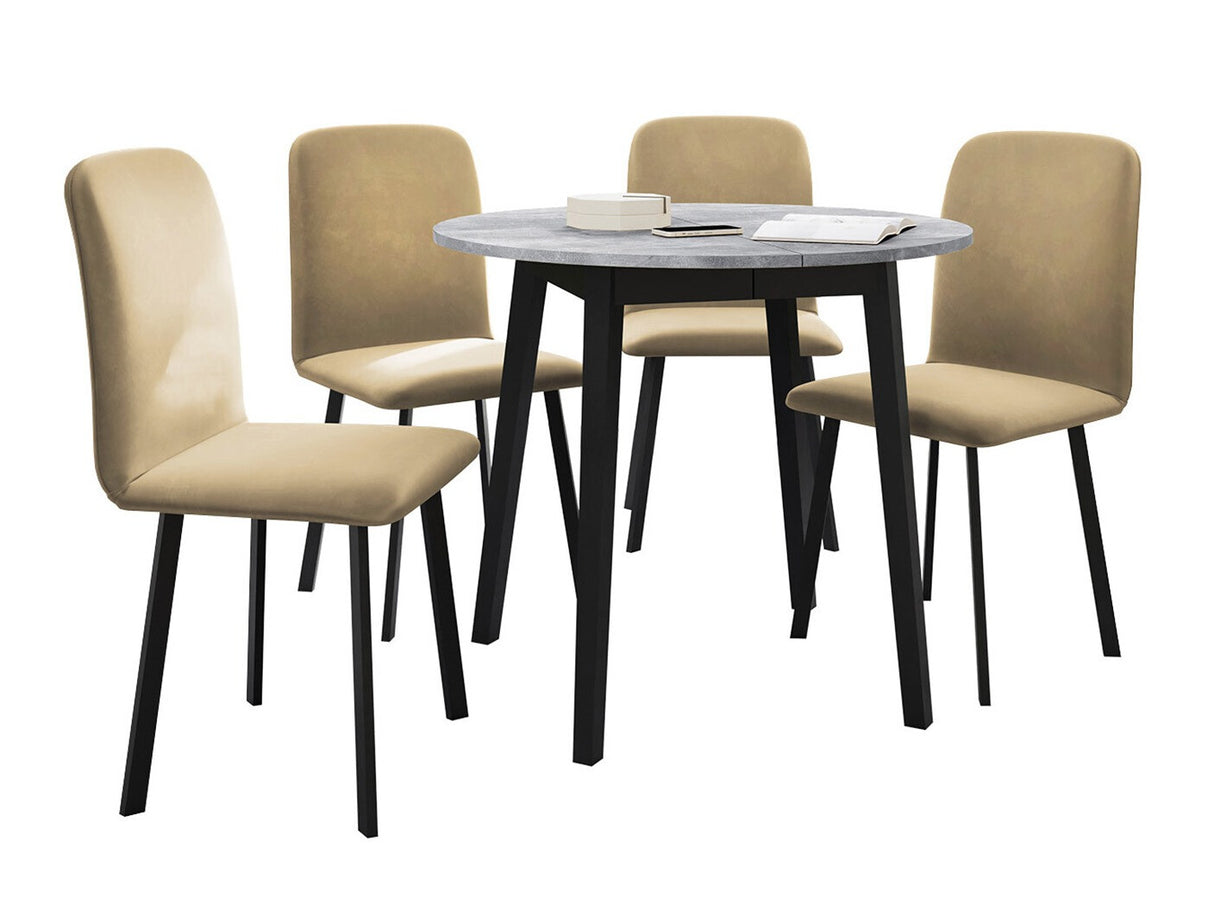 Étkezőgarnitúra Zestaw DIONE S + 4 x LUKE, Fa színe: Szürke márvány + Fekete, Kárpit: Amor Velvet 4302