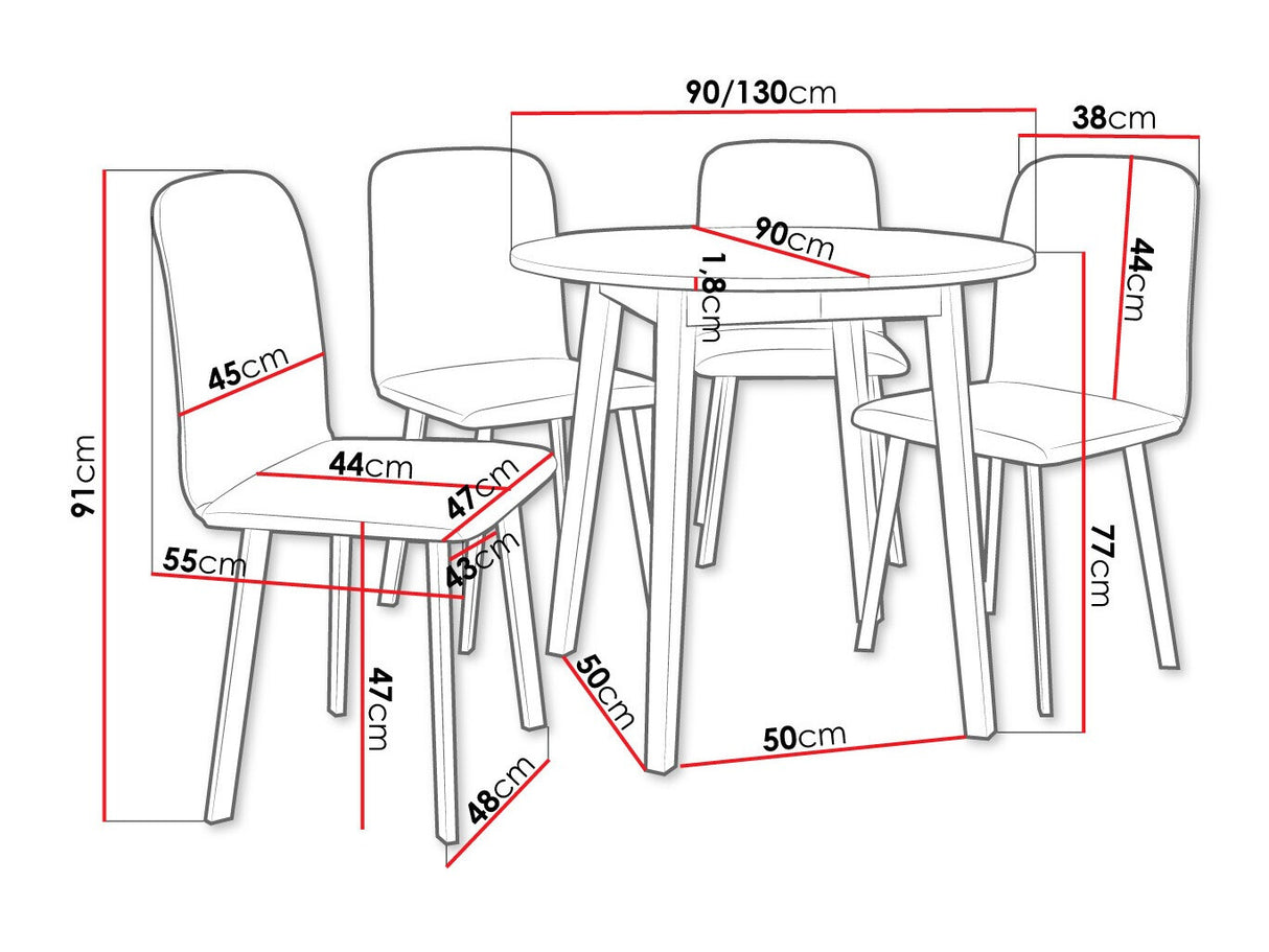 Étkezőgarnitúra Zestaw DIONE S + 4 x LUKE, Fa színe: Szürke márvány + Fekete, Kárpit: Amor Velvet 4302