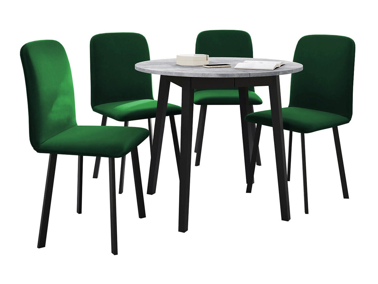 Étkezőgarnitúra Zestaw DIONE S + 4 x LUKE, Fa színe: Szürke márvány + Fekete, Kárpit: Amor Velvet 4311