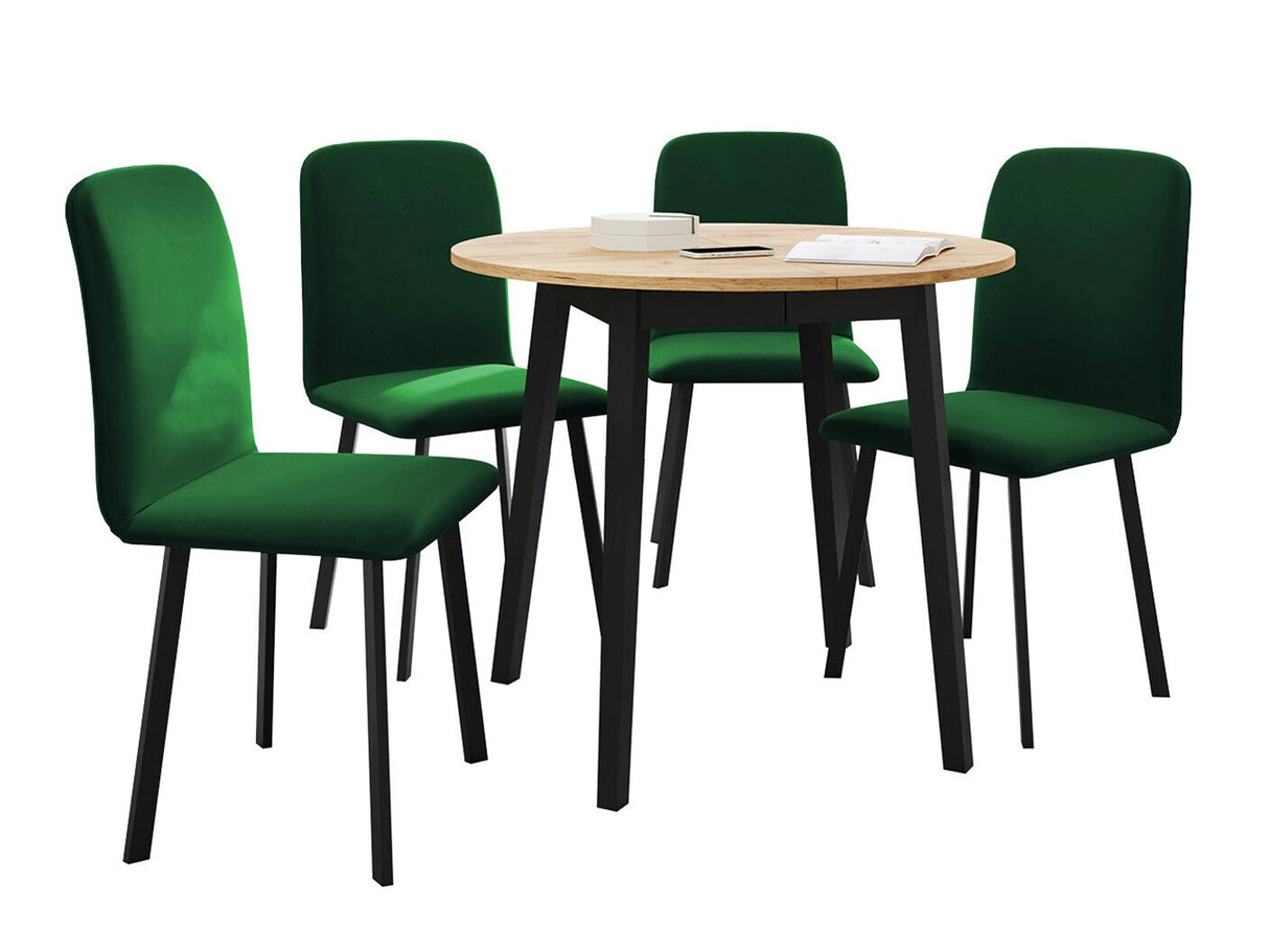 Étkezőgarnitúra Zestaw DIONE S + 4 x LUKE, Fa színe: Kézműves aranytölgy + Fekete, Kárpit: Amor Velvet 4311