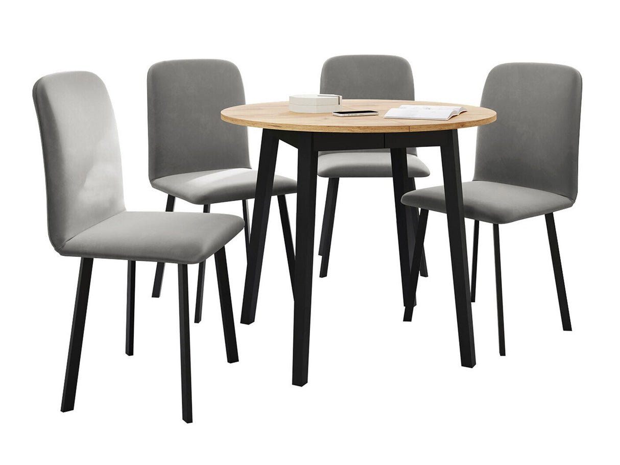 Étkezőgarnitúra Zestaw DIONE S + 4 x LUKE, Fa színe: Kézműves aranytölgy + Fekete, Kárpit: Amor Velvet 4318