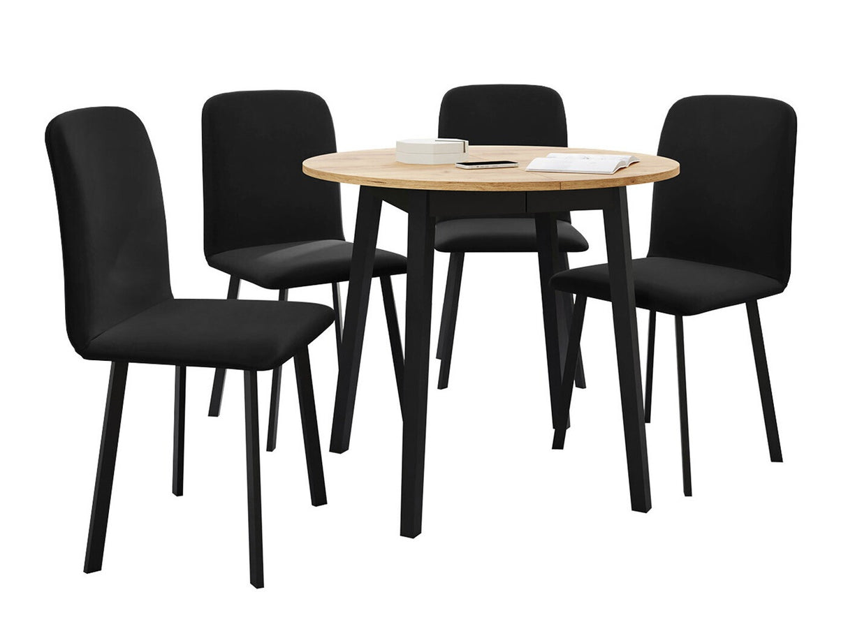 Étkezőgarnitúra Zestaw DIONE S + 4 x LUKE, Fa színe: Kézműves aranytölgy + Fekete, Kárpit: Amor Velvet 4322