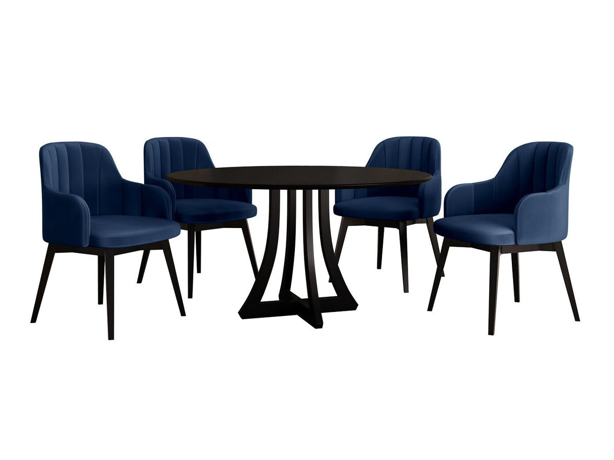 Étkezőgarnitúra Zestaw 05 4xS105 ORION FI, Asztal színe: Fekete, Szék színe: Fekete + Magic Velvet 2216