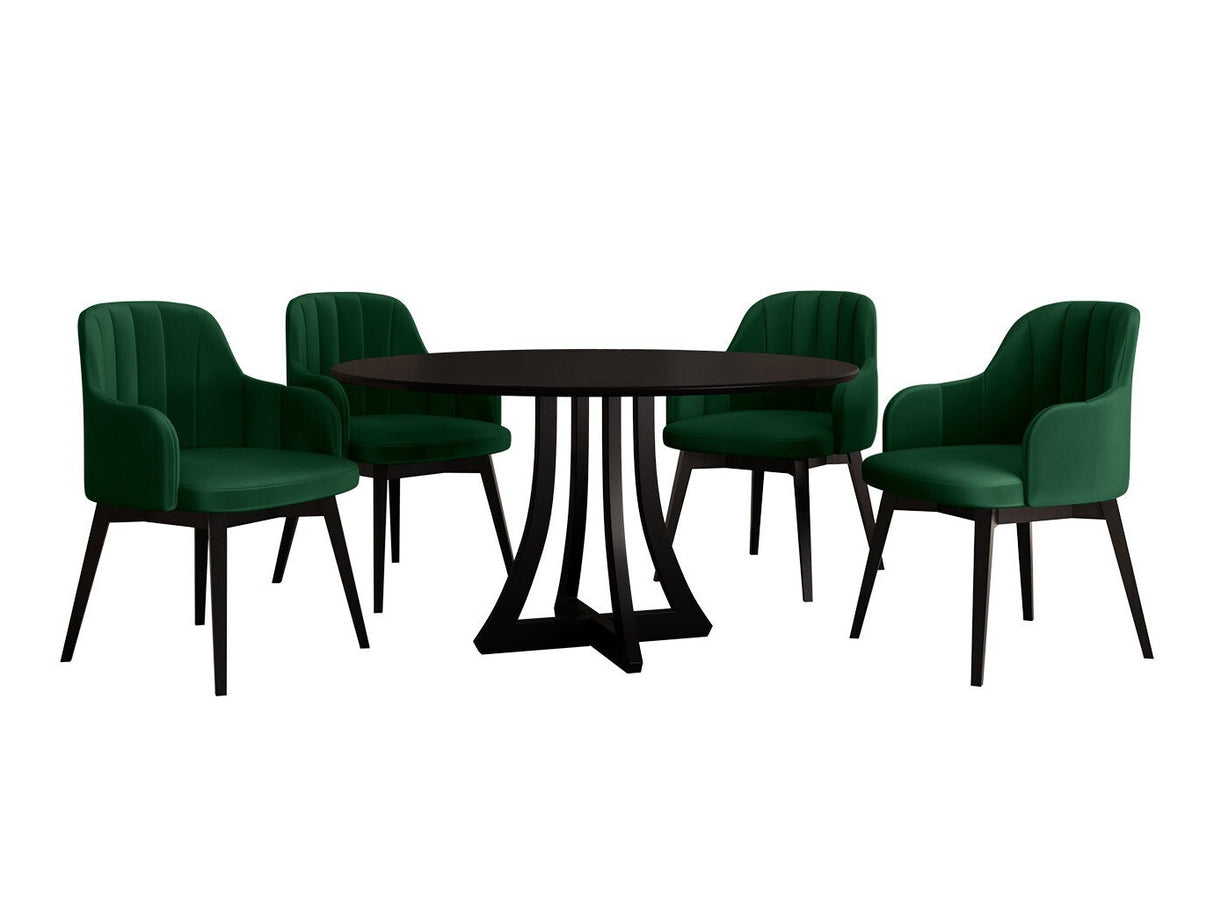 Étkezőgarnitúra Zestaw 05 4xS105 ORION FI, Asztal színe: Fekete, Szék színe: Fekete + Magic Velvet 2225