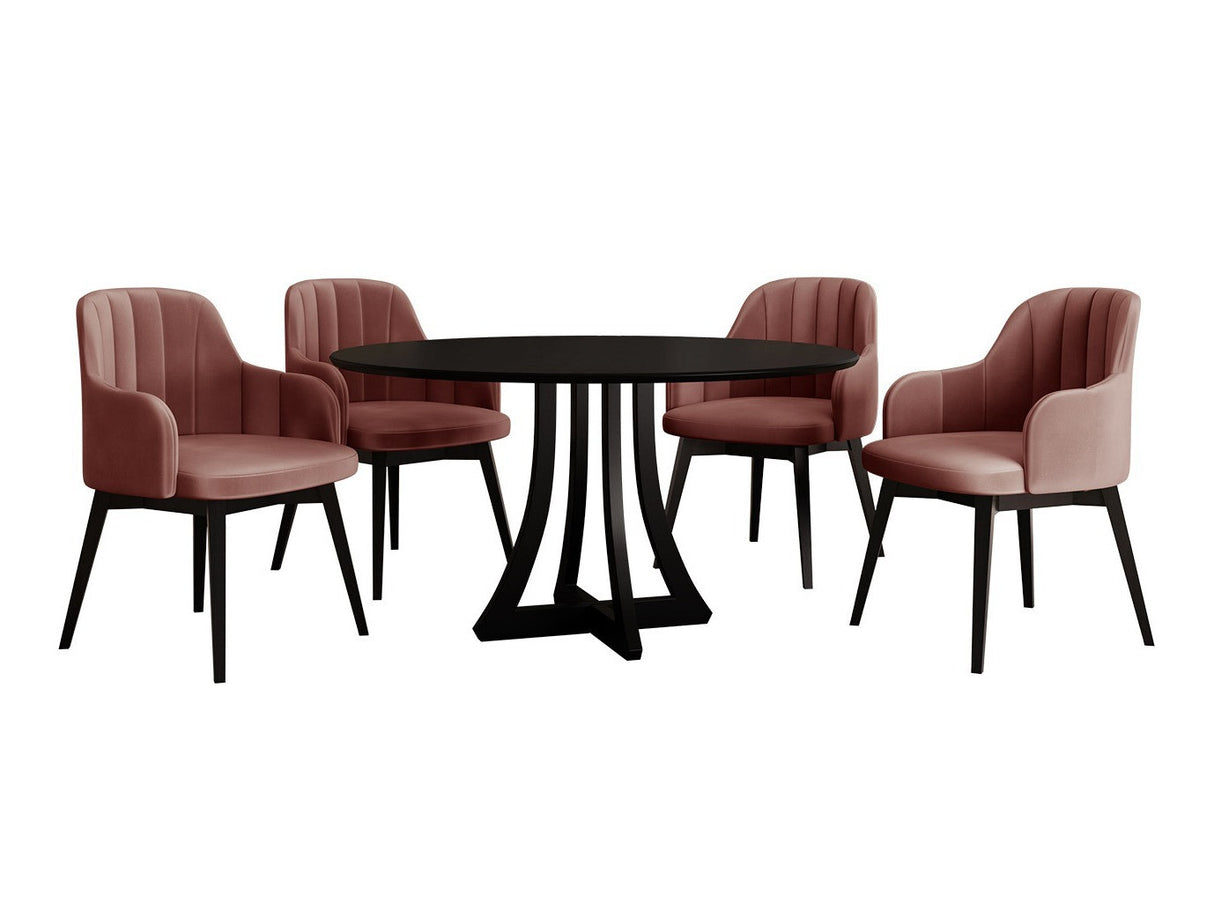 Étkezőgarnitúra Zestaw 05 4xS105 ORION FI, Asztal színe: Fekete, Szék színe: Fekete + Magic Velvet 2258