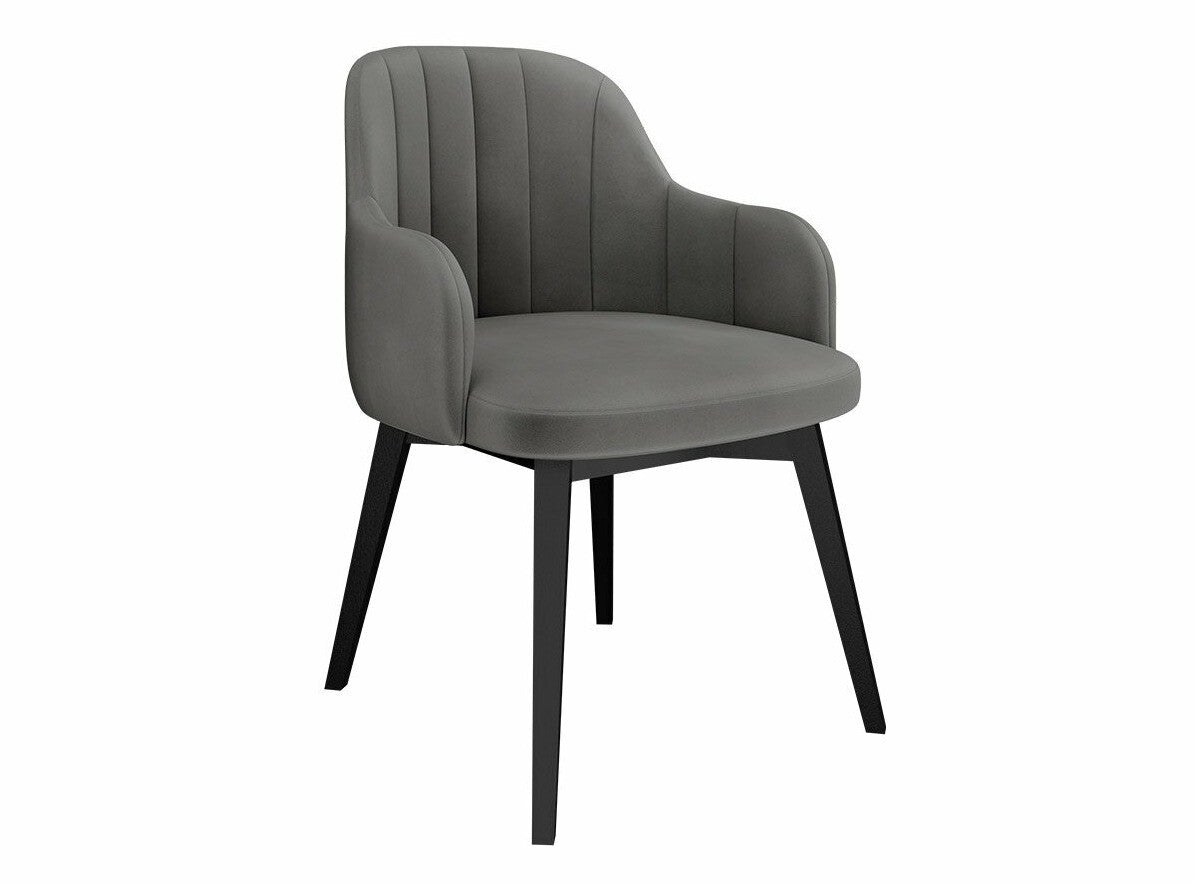 Étkezőgarnitúra Zestaw 05 4xS105 ORION FI, Asztal színe: Fényes fehér + Fényes fekete, Szék színe: Fekete + Magic Velvet 2217