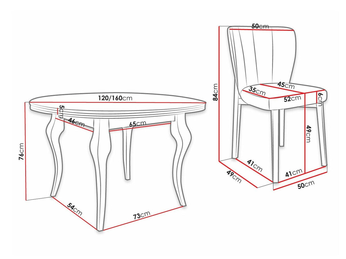 Étkezőgarnitúra Zestaw 08 4xS106 LARA FI 120, Szék színe: Magic Velvet 2217