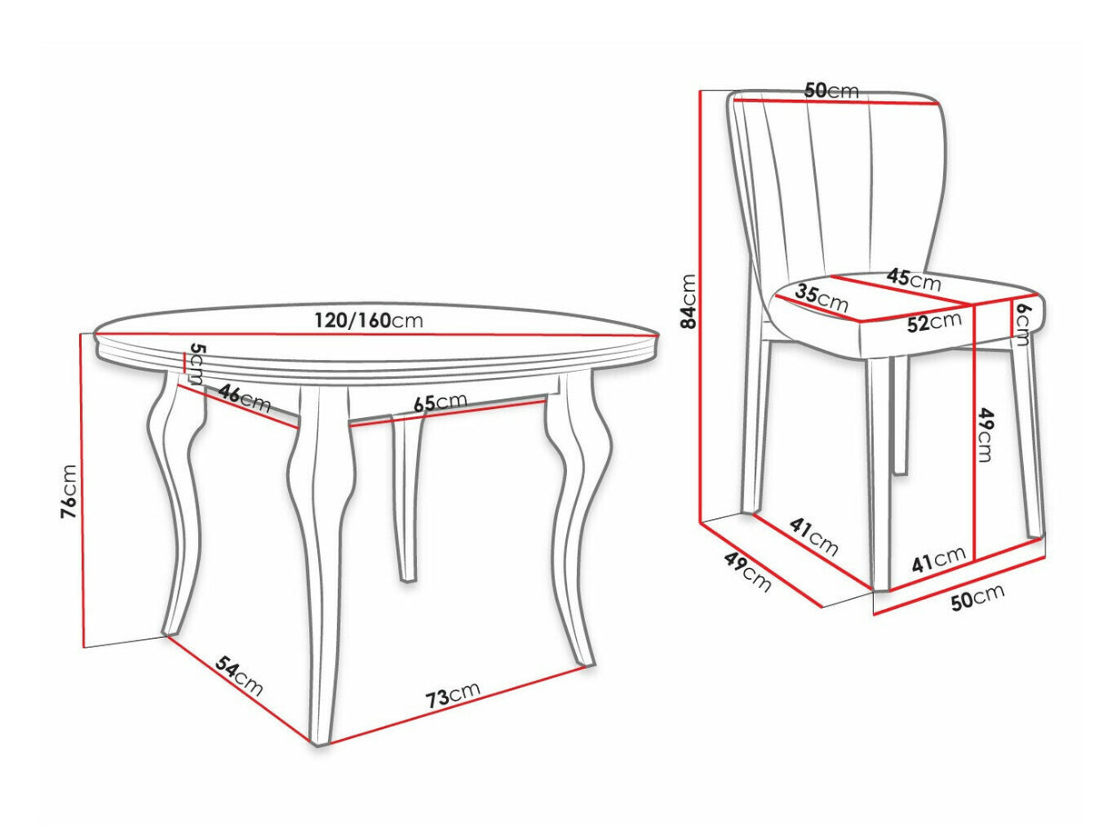 Étkezőgarnitúra Zestaw 08 4xS106 LARA FI 120, Szék színe: Magic Velvet 2225