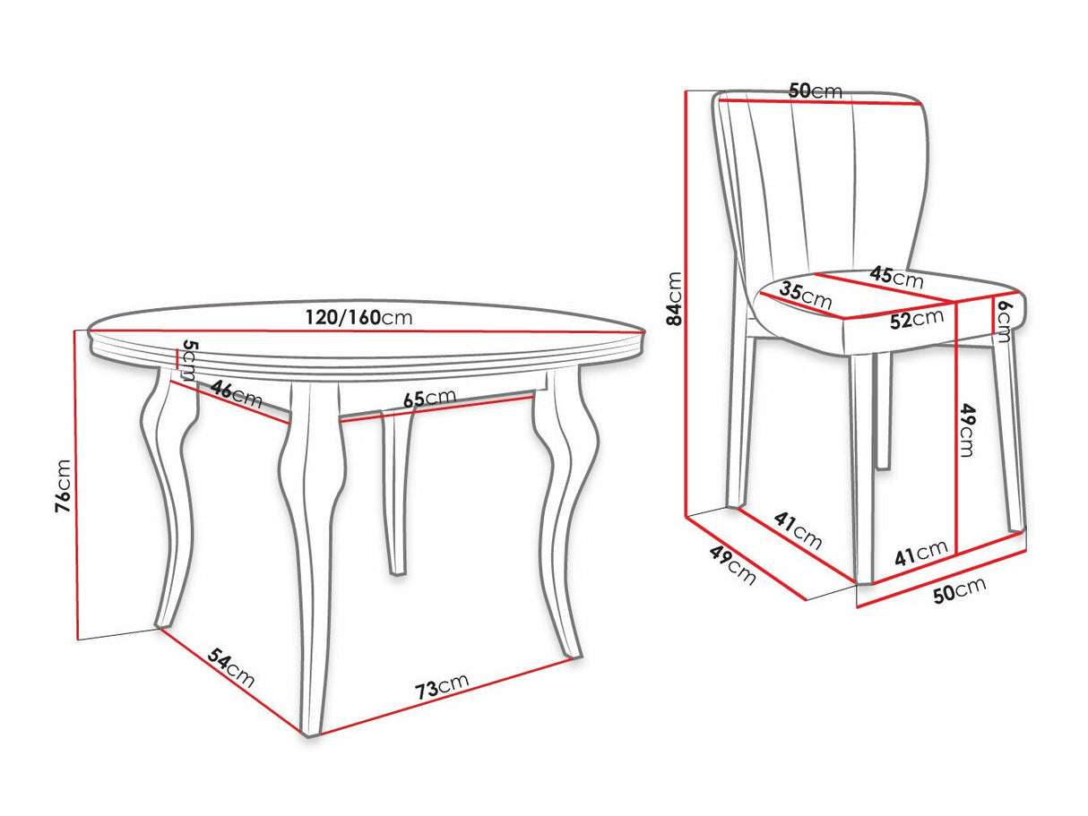 Étkezőgarnitúra Zestaw 08 4xS106 LARA FI 120, Szék színe: Magic Velvet 2250