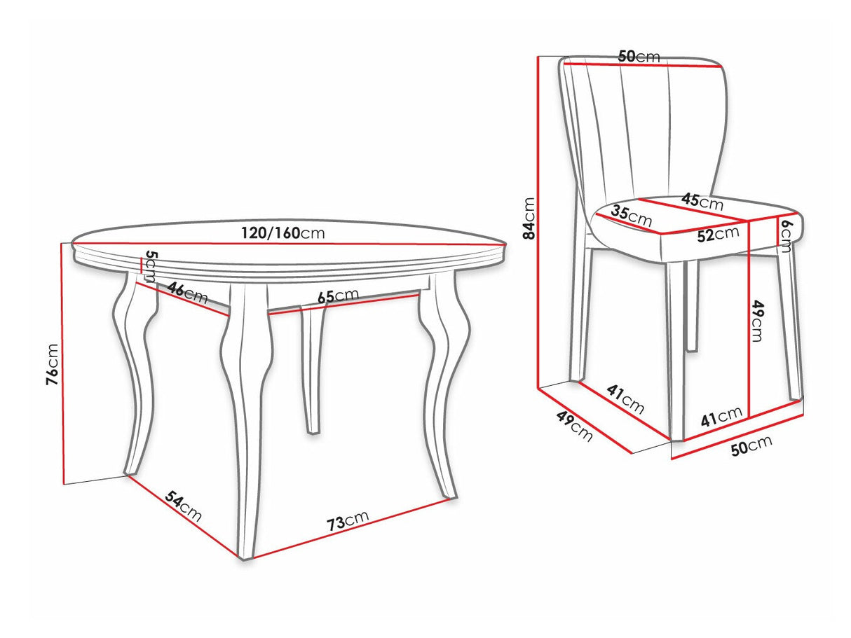 Étkezőgarnitúra Zestaw 08 4xS106 LARA FI 120, Szék színe: Magic Velvet 2258