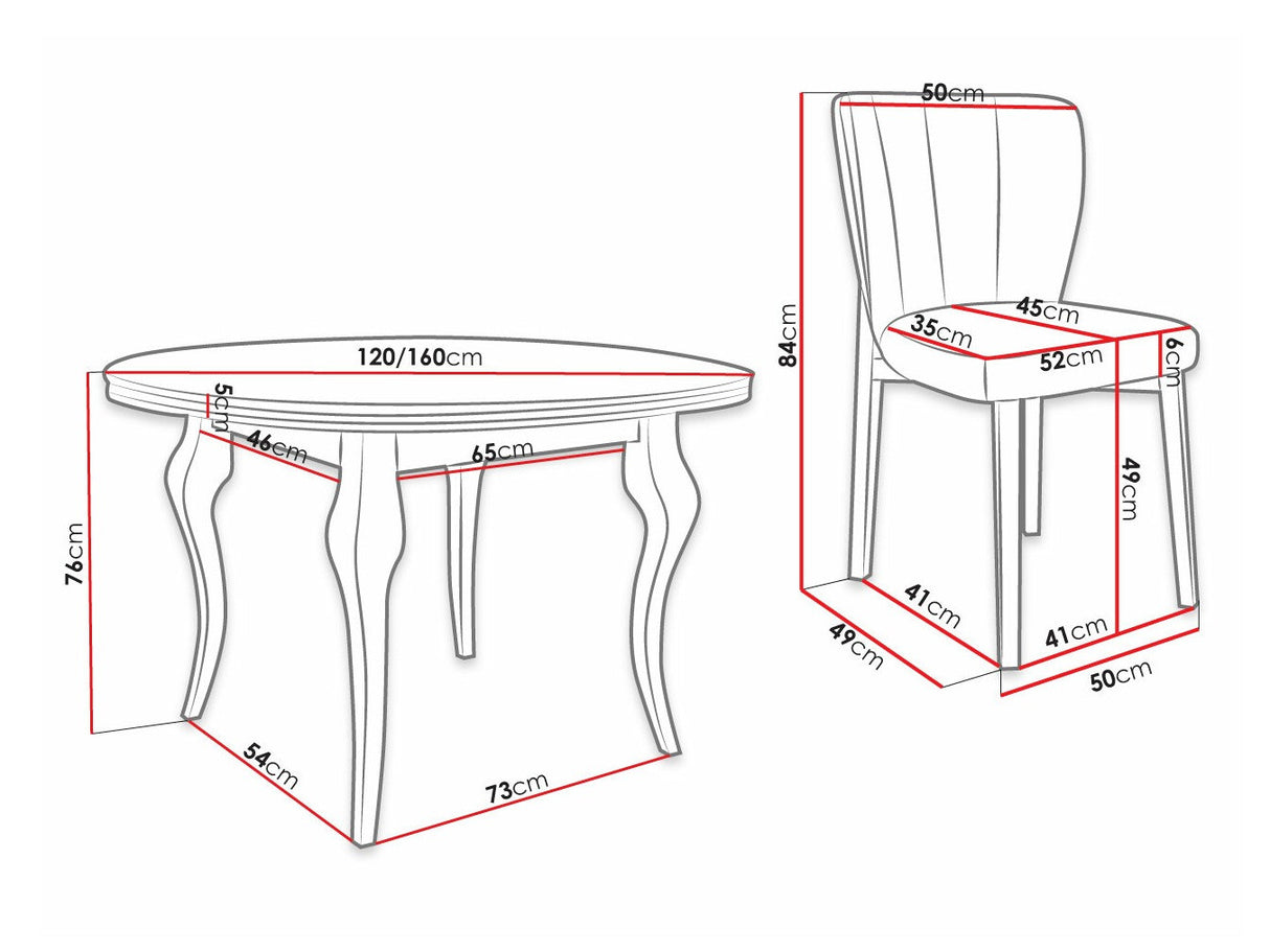 Étkezőgarnitúra Zestaw 08 4xS106 LARA FI, Szék színe: Baloo 2073