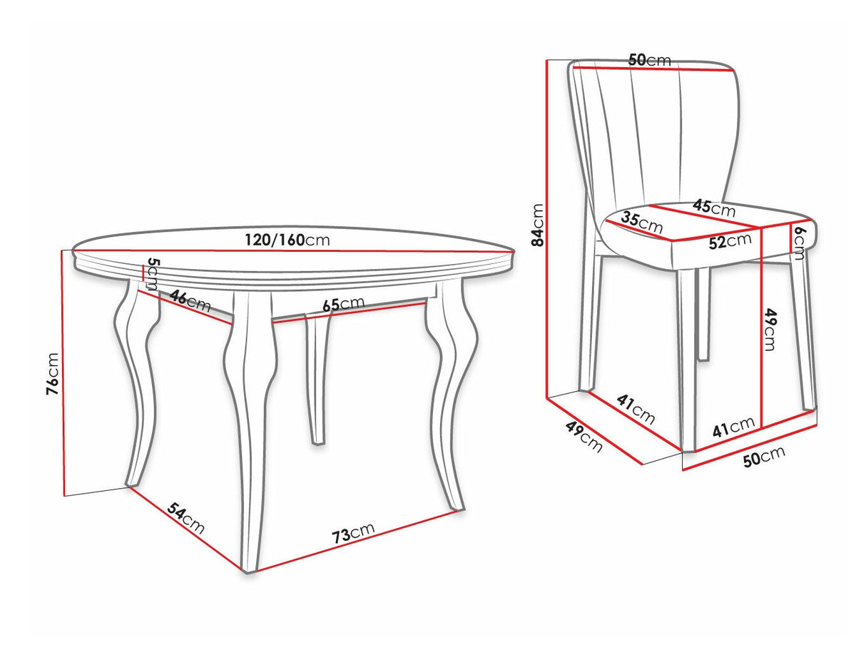 Étkezőgarnitúra Zestaw 08 4xS106 LARA FI, Szék színe: Baloo 2085