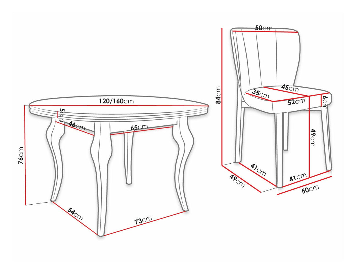Étkezőgarnitúra Zestaw 08 4xS106 LARA FI, Szék színe: Magic Velvet 2216