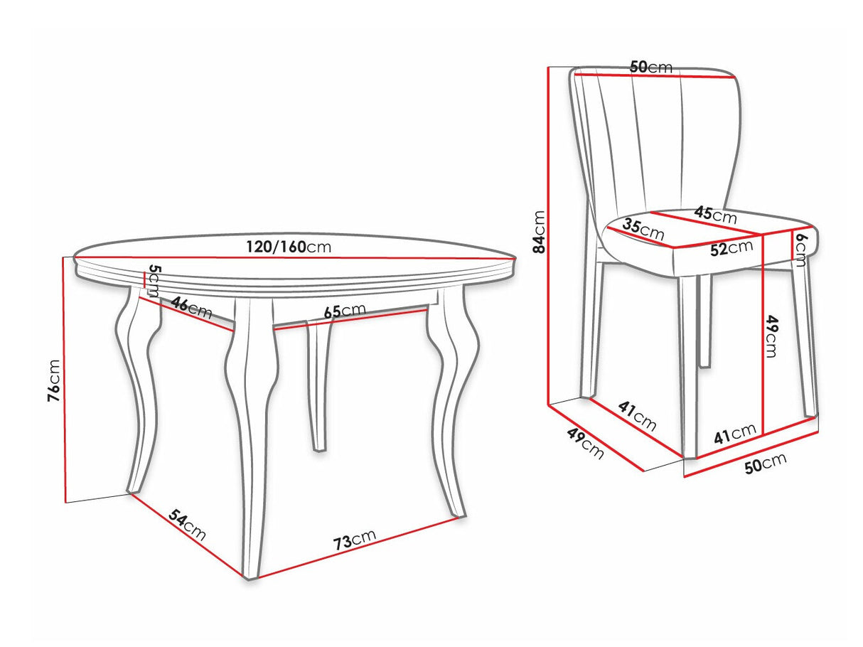 Étkezőgarnitúra Zestaw 08 4xS106 LARA FI, Szék színe: Magic Velvet 2217