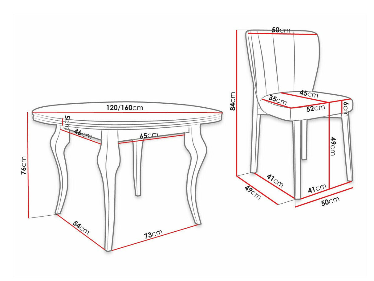 Étkezőgarnitúra Zestaw 08 4xS106 LARA FI, Szék színe: Magic Velvet 2219