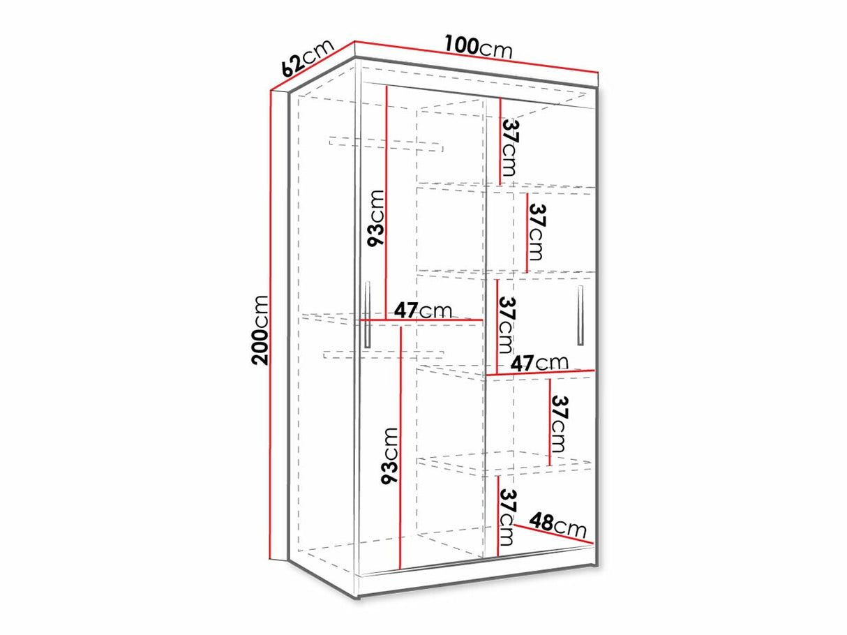Gardróbszekrény Szafa 100 MARSYLIA, Fiókok: Nem