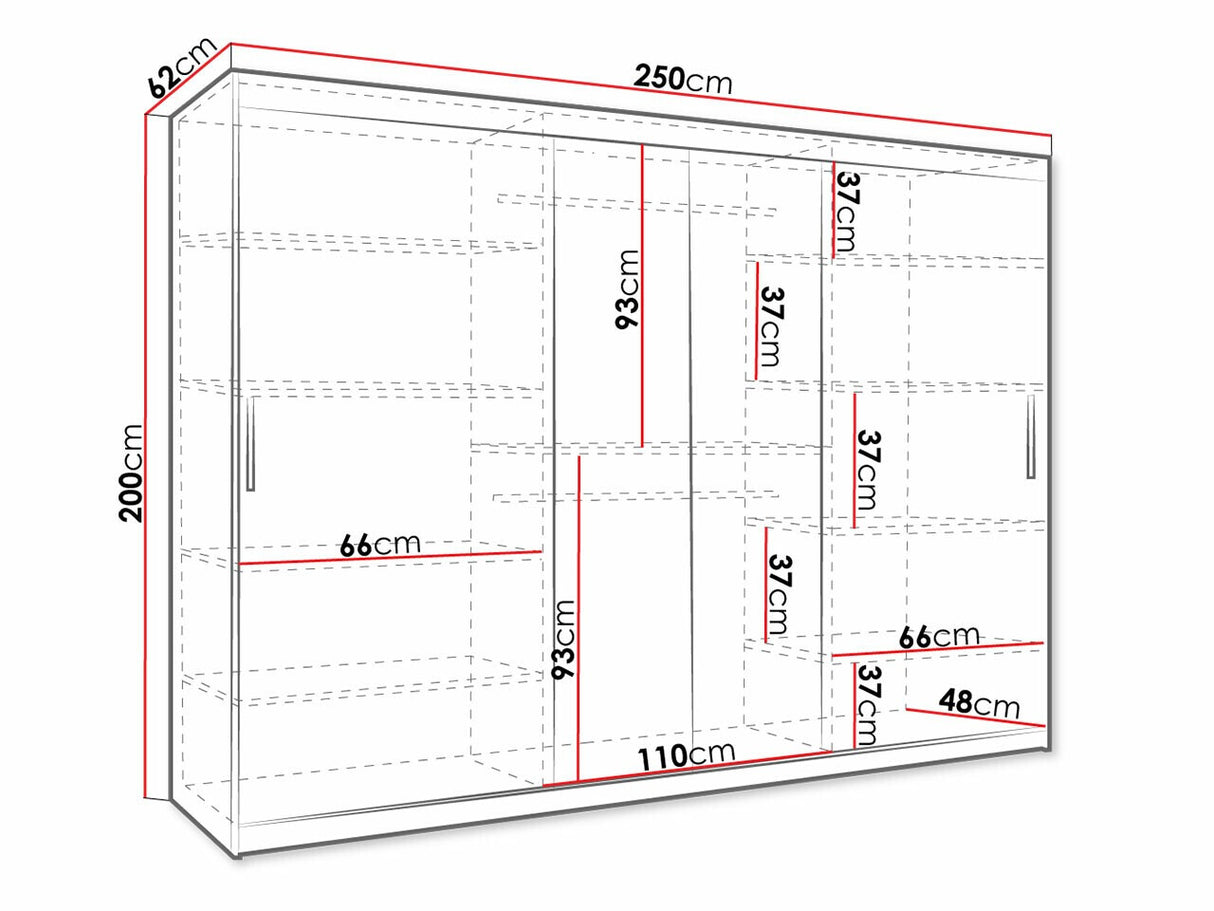 Gardróbszekrény Szafa 250 MARSYLIA, Fiókok: Igen