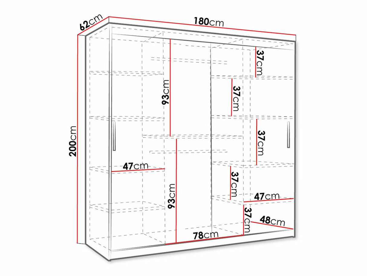 Gardróbszekrény Szafa 180 MARSYLIA II, Fiókok: Igen