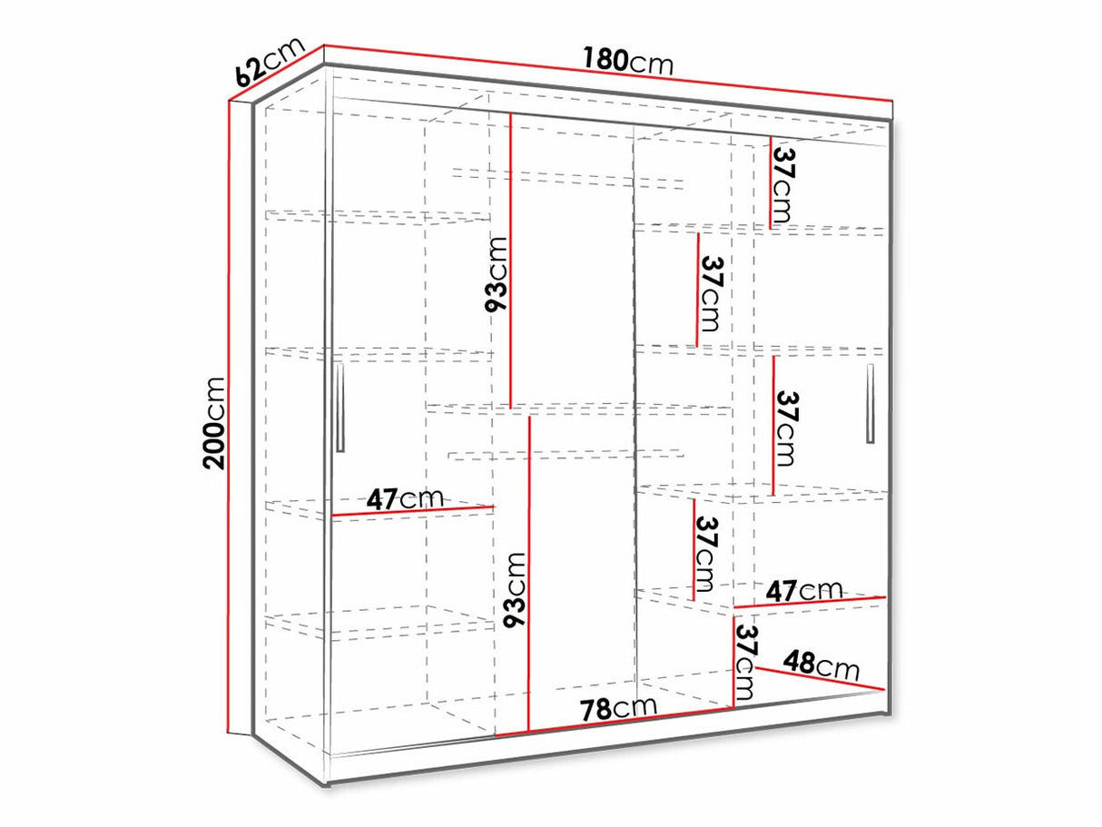 Gardróbszekrény Szafa 180 MARSYLIA II, Fiókok: Nem
