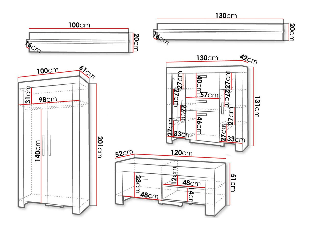 Nappali szett Meble CEZAR I_NEW, Szín: Sonoma tölgy, Led világítás: Nem