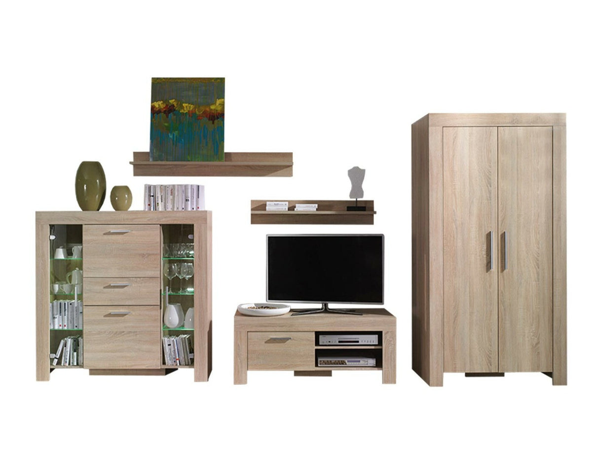 Nappali szett Meble CEZAR I_NEW, Szín: Sonoma tölgy, Led világítás: Igen