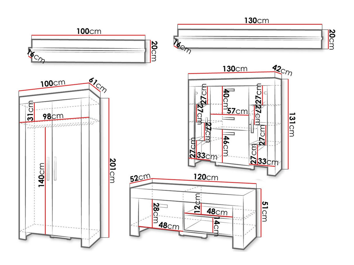 Nappali szett Meble CEZAR I_NEW, Szín: Sonoma tölgy, Led világítás: Igen