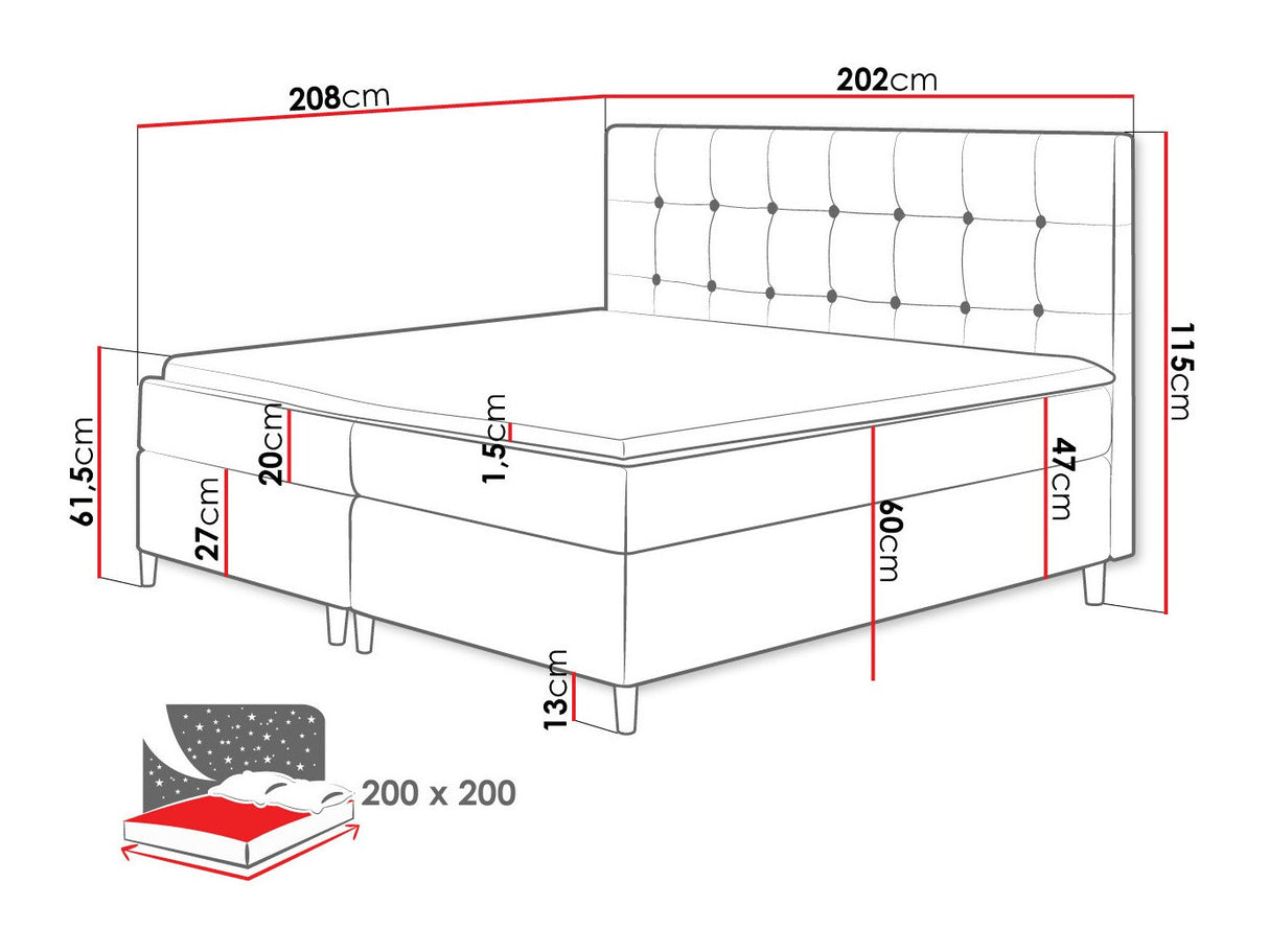 Kontinentális ágy Avanti (Crete), Szín: Magic Velvet 2215, Alvó felület mérete: 200 x 200 cm