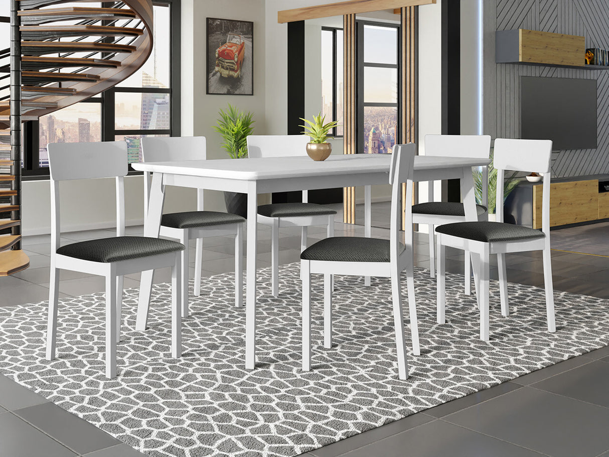 Étkezőgarnitúra Zestaw 19 (OSLO 8 + HUGO 1_NEW), Kárpit: Kronos 22, Fa színe: Fehér