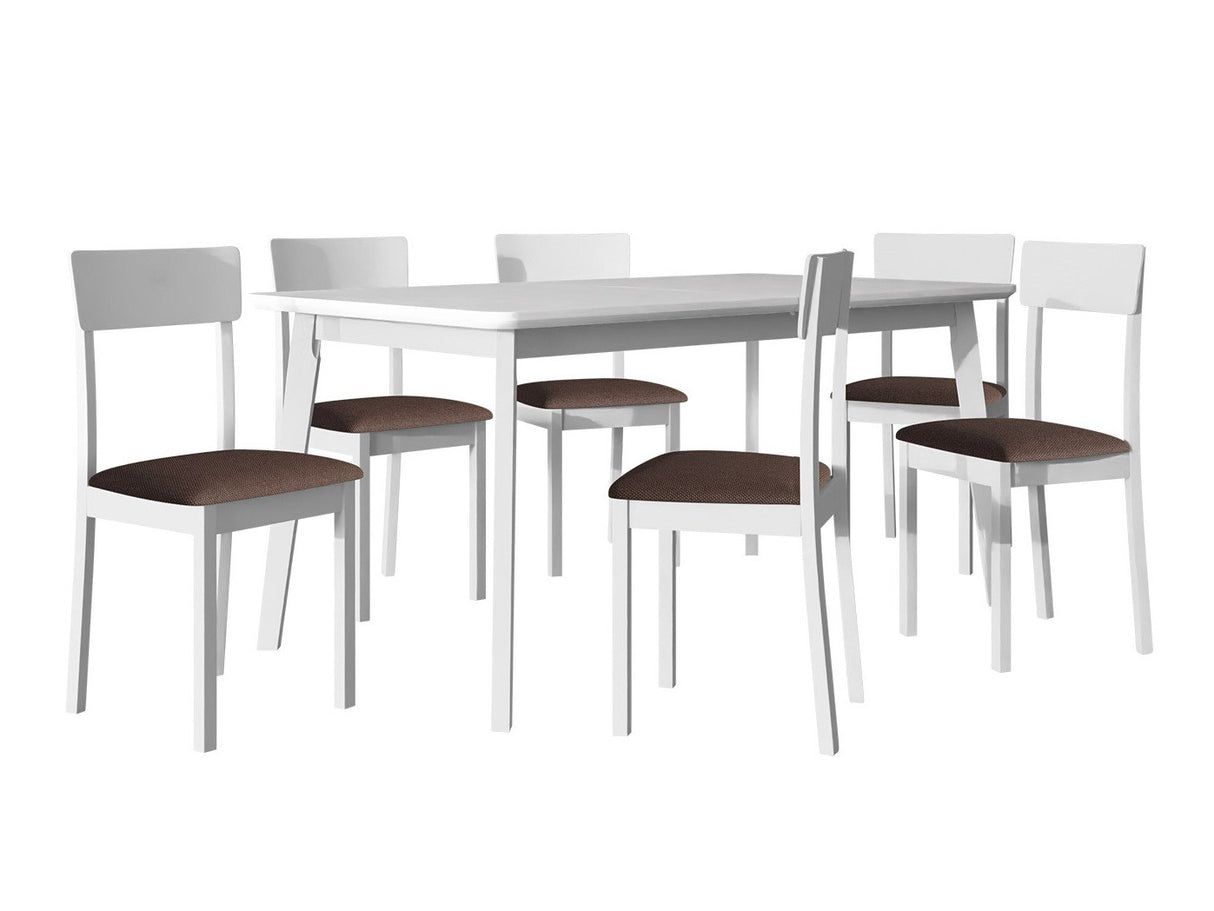 Étkezőgarnitúra Zestaw 19 (OSLO 8 + HUGO 1_NEW), Kárpit: Soro 28, Fa színe: Fehér