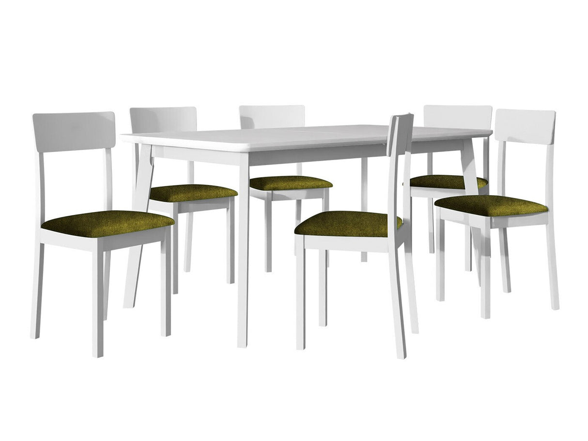 Étkezőgarnitúra Zestaw 19 (OSLO 8 + HUGO 1_NEW), Kárpit: Zetta 297, Fa színe: Fehér