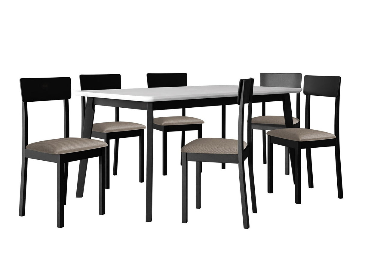 Étkezőgarnitúra Zestaw 19 (OSLO 8 + HUGO 1_NEW), Kárpit: Paros 2, Fa színe: Fehér + Fekete