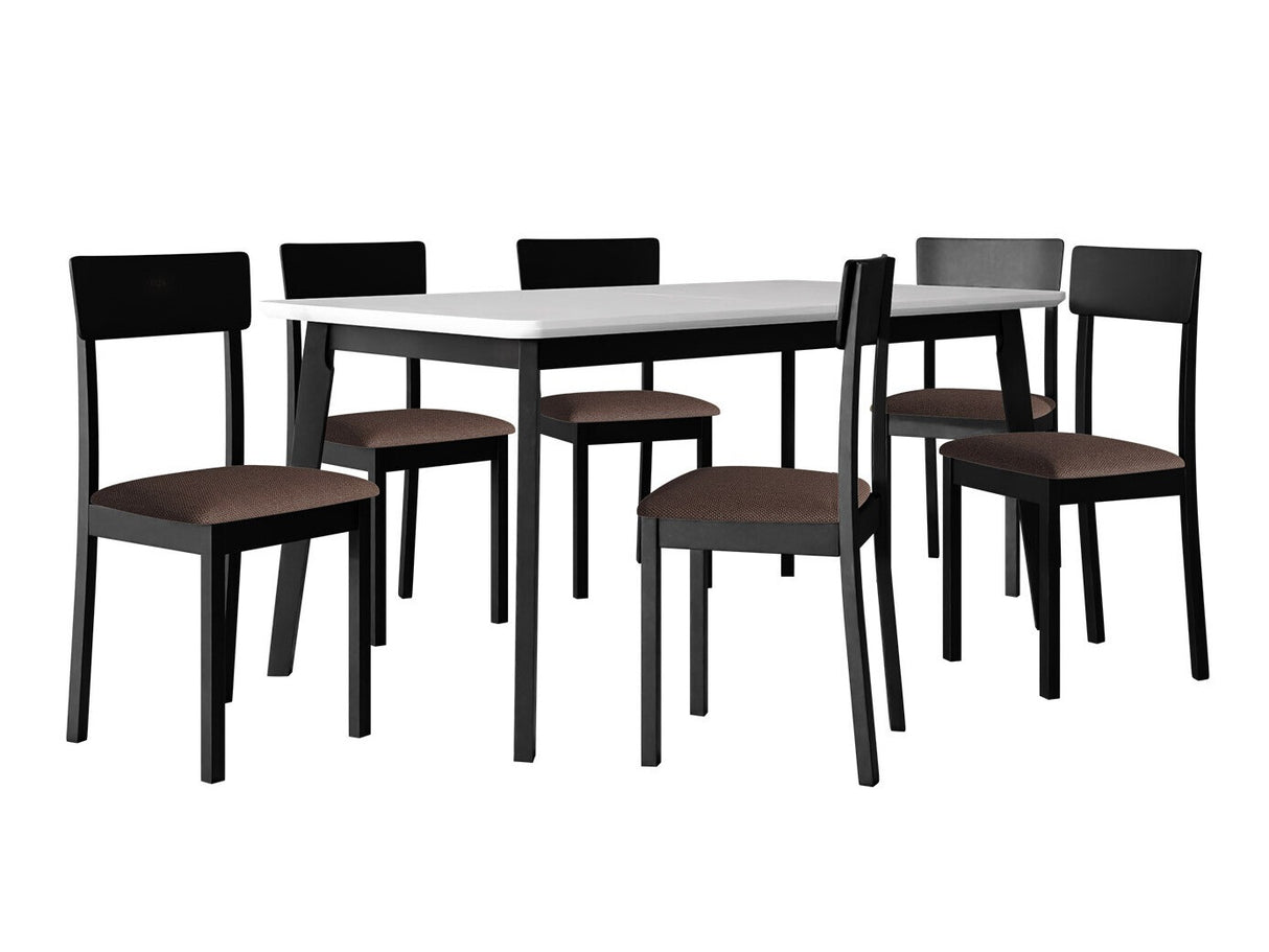 Étkezőgarnitúra Zestaw 19 (OSLO 8 + HUGO 1_NEW), Kárpit: Soro 28, Fa színe: Fehér + Fekete