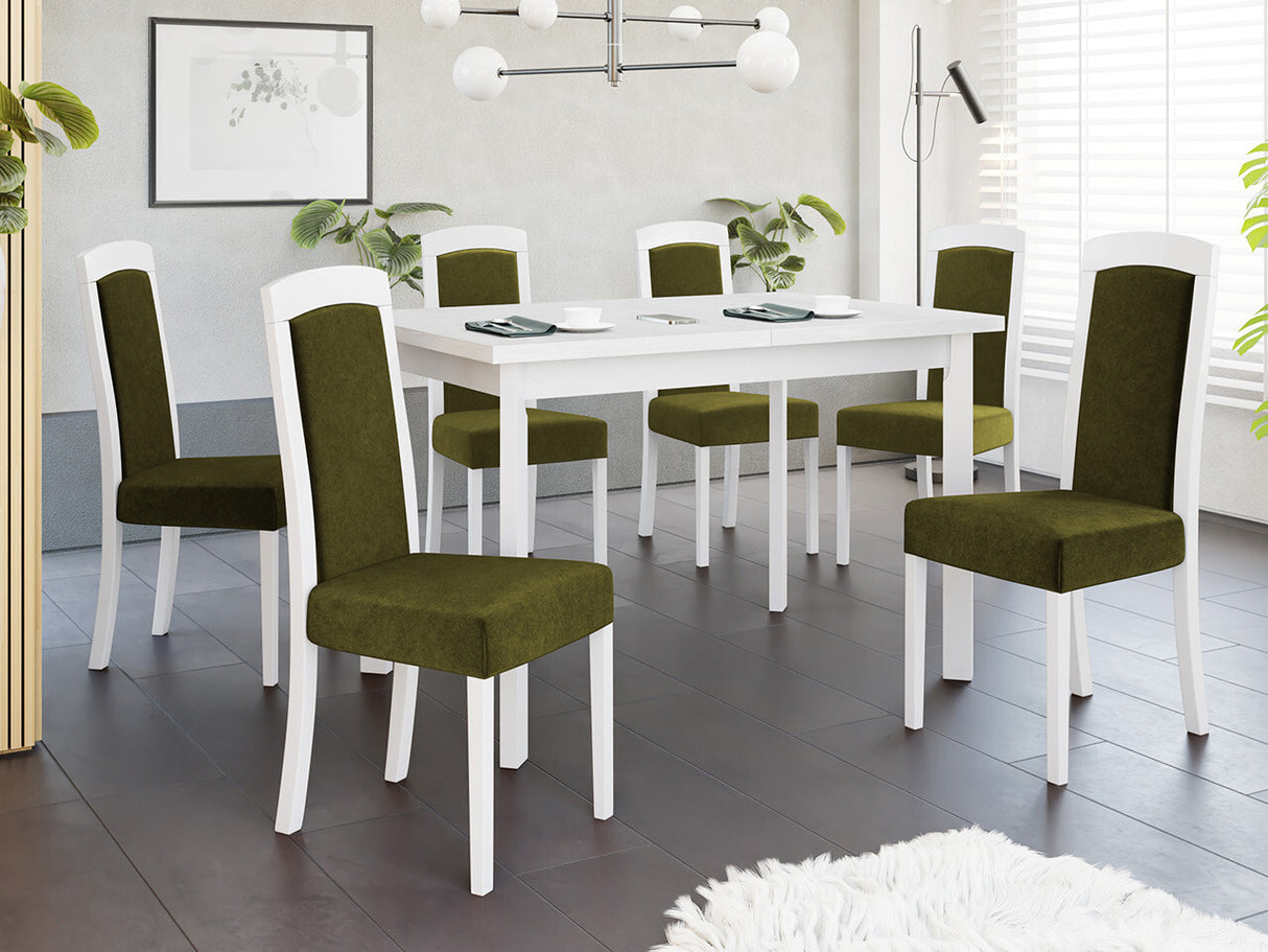 Étkezőgarnitúra Zestaw 26 (MAX 5 P + ROMA 7), Fa színe: Fehér, Kárpit: Zetta 297