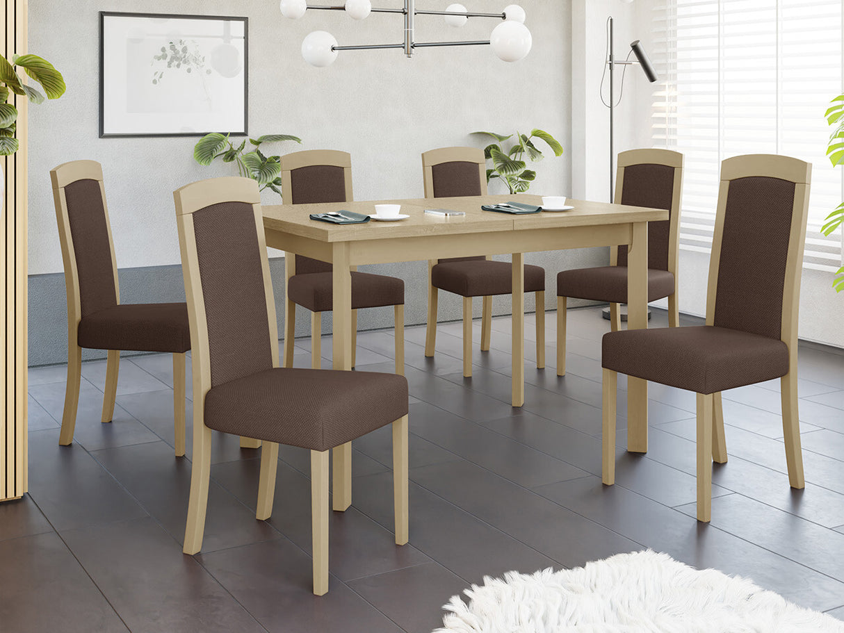 Étkezőgarnitúra Zestaw 26 (MAX 5 P + ROMA 7), Fa színe: Sonoma tölgy, Kárpit: Soro 28