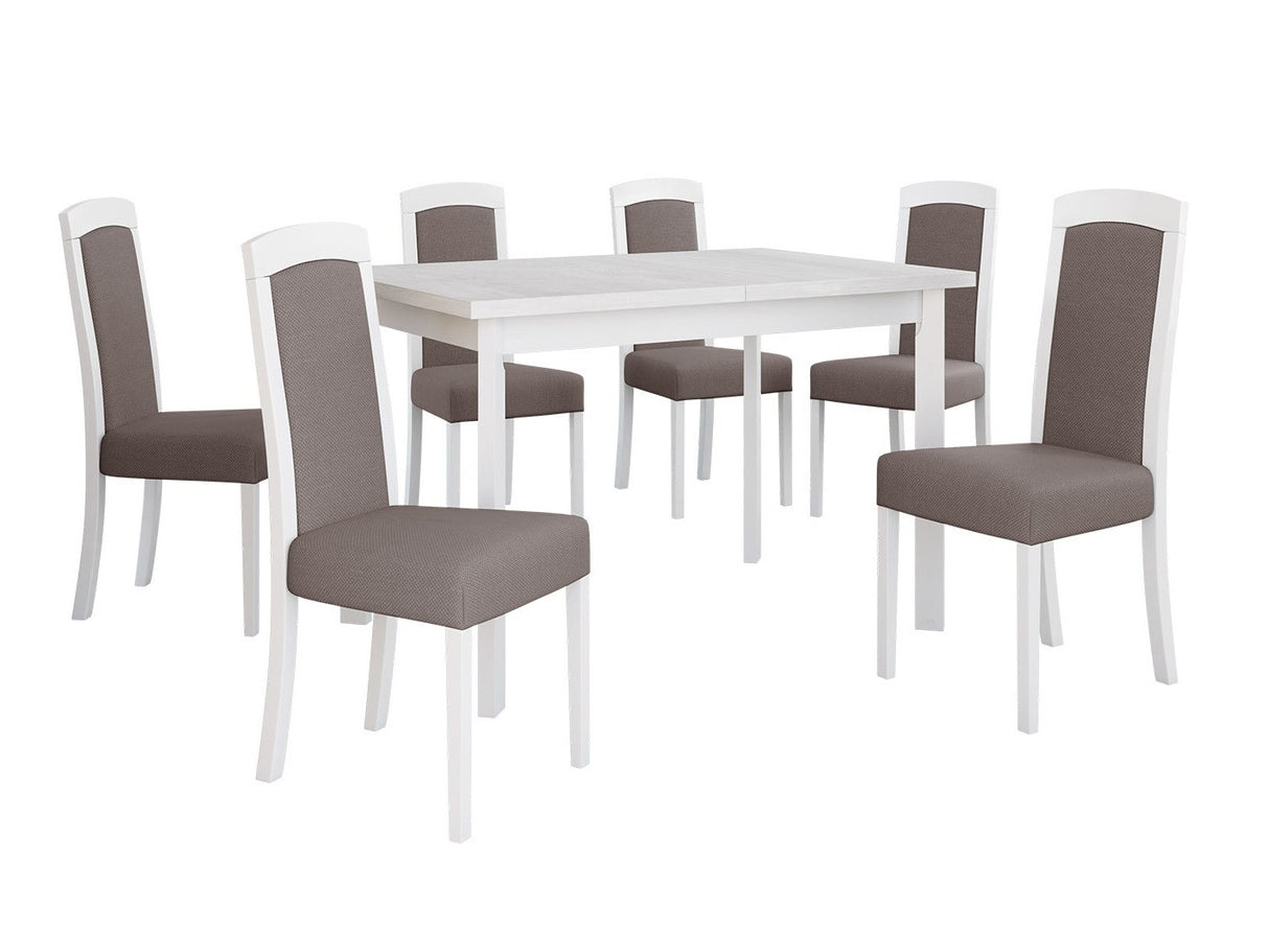 Étkezőgarnitúra Zestaw 26 (MAX 5 P + ROMA 7), Fa színe: Fehér, Kárpit: Hygge 20