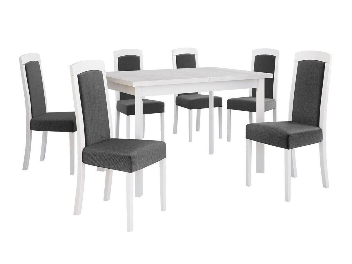 Étkezőgarnitúra Zestaw 26 (MAX 5 P + ROMA 7), Fa színe: Fehér, Kárpit: Kronos 22
